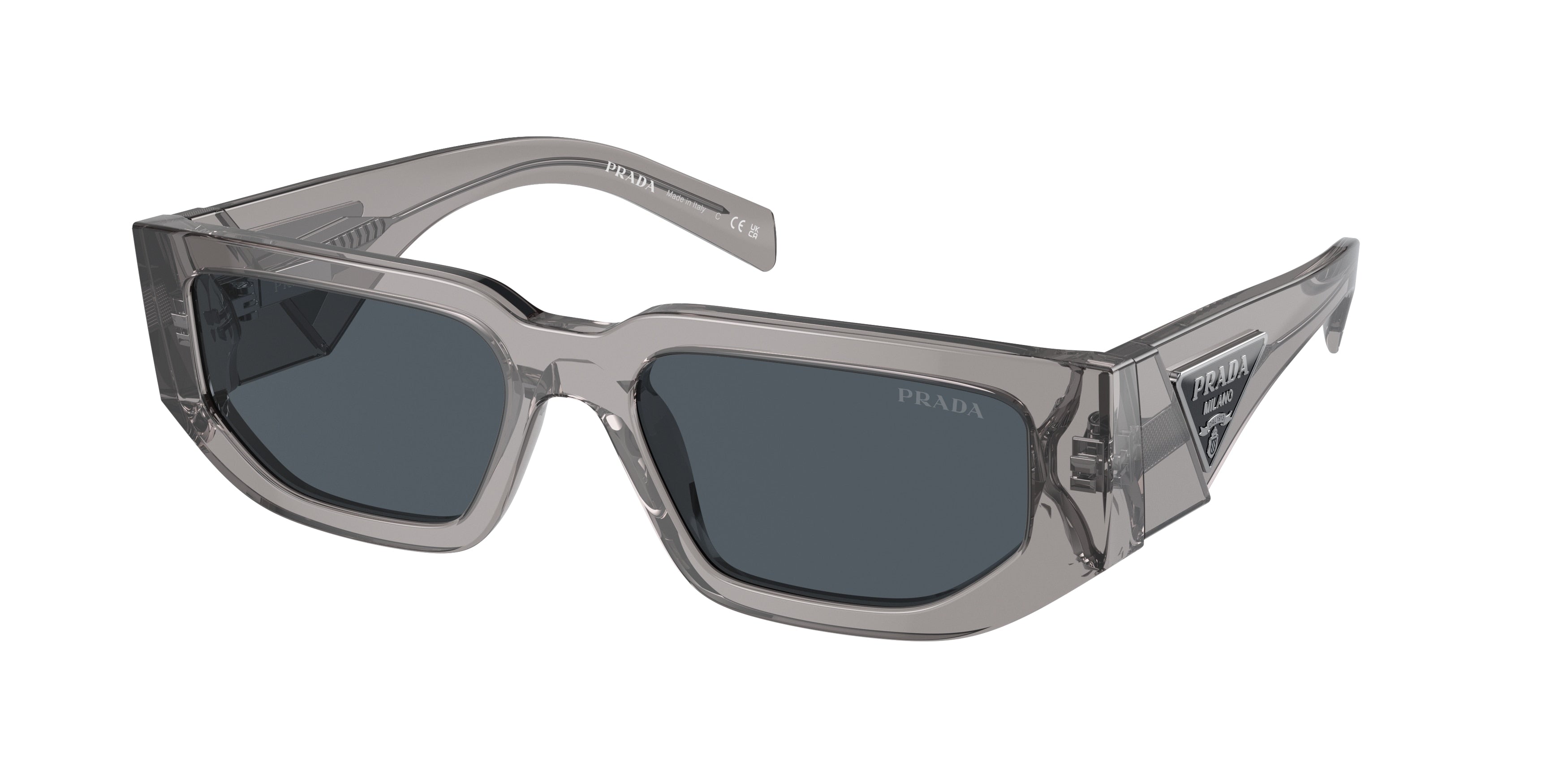 Prada PR09ZSF Rectangle Sunglasses  18S09T-Transparent Asphalt 55-140-17 - Color Map Grey