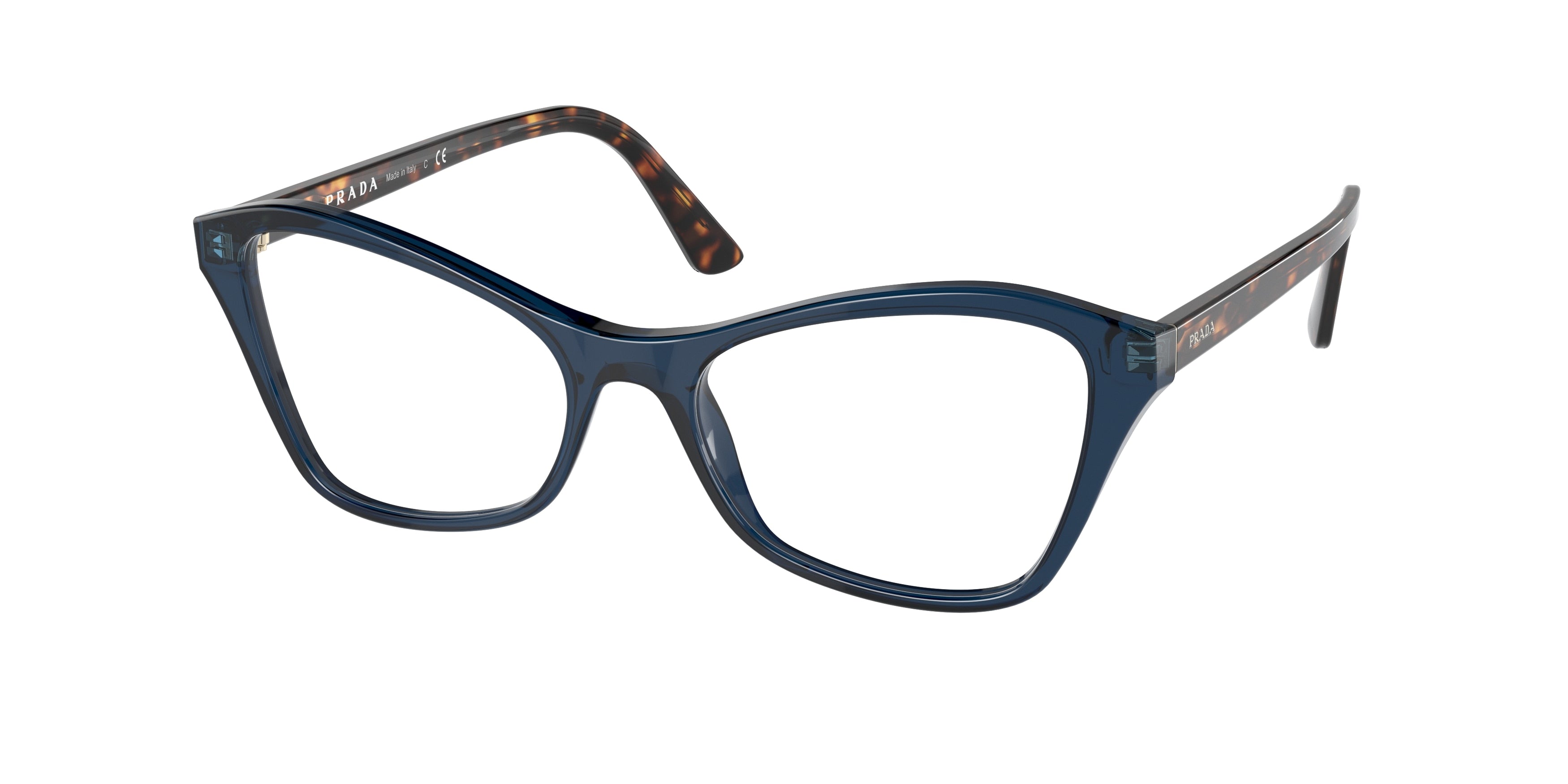 Prada CONCEPTUAL PR11XV Butterfly Eyeglasses  08Q1O1-Crystal Blue 53-145-17 - Color Map Blue