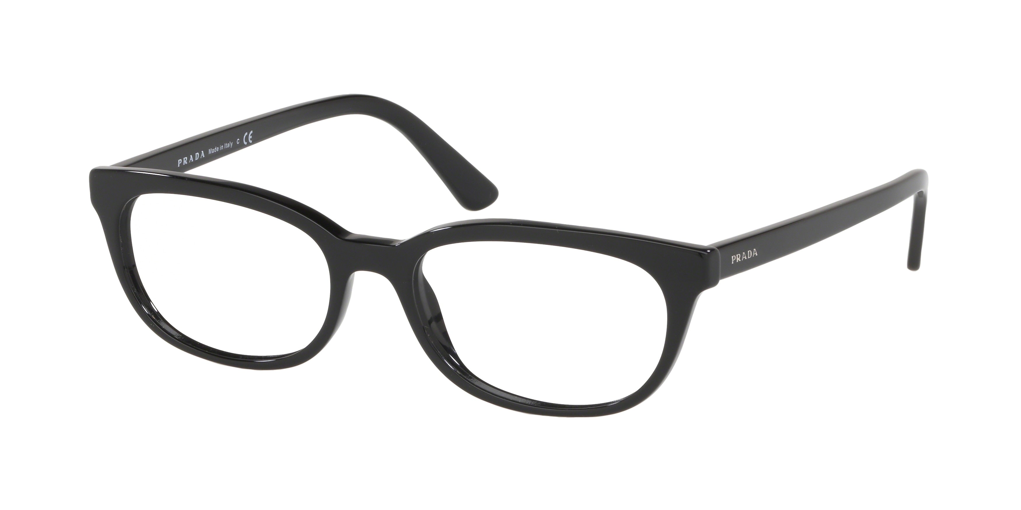 Prada CATWALK PR13VV Oval Eyeglasses  1AB1O1-Black 53-145-17 - Color Map Black