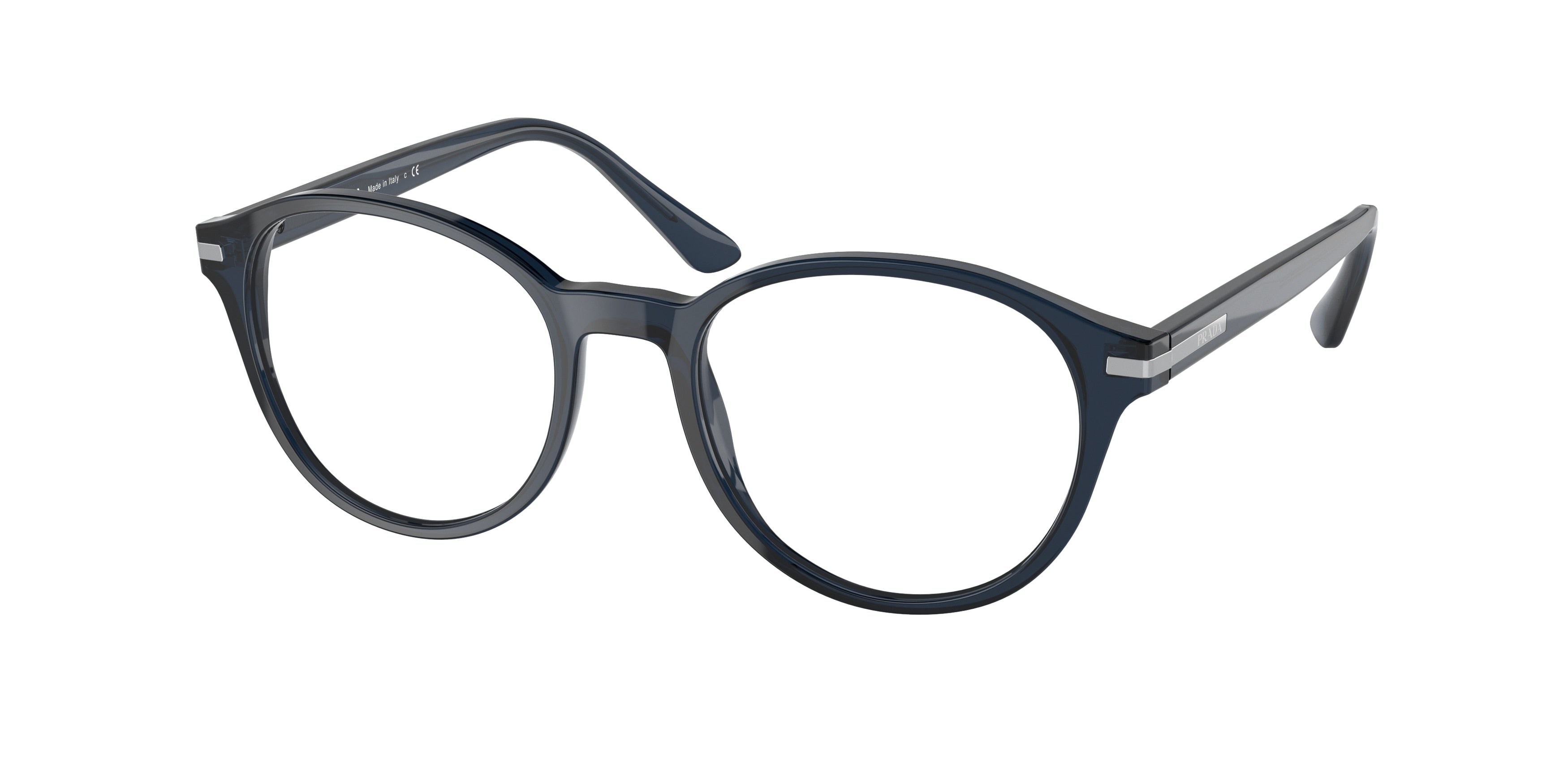 Prada PR13WV Phantos Eyeglasses  08Q1O1-Transparent Blue 51-145-19 - Color Map Blue