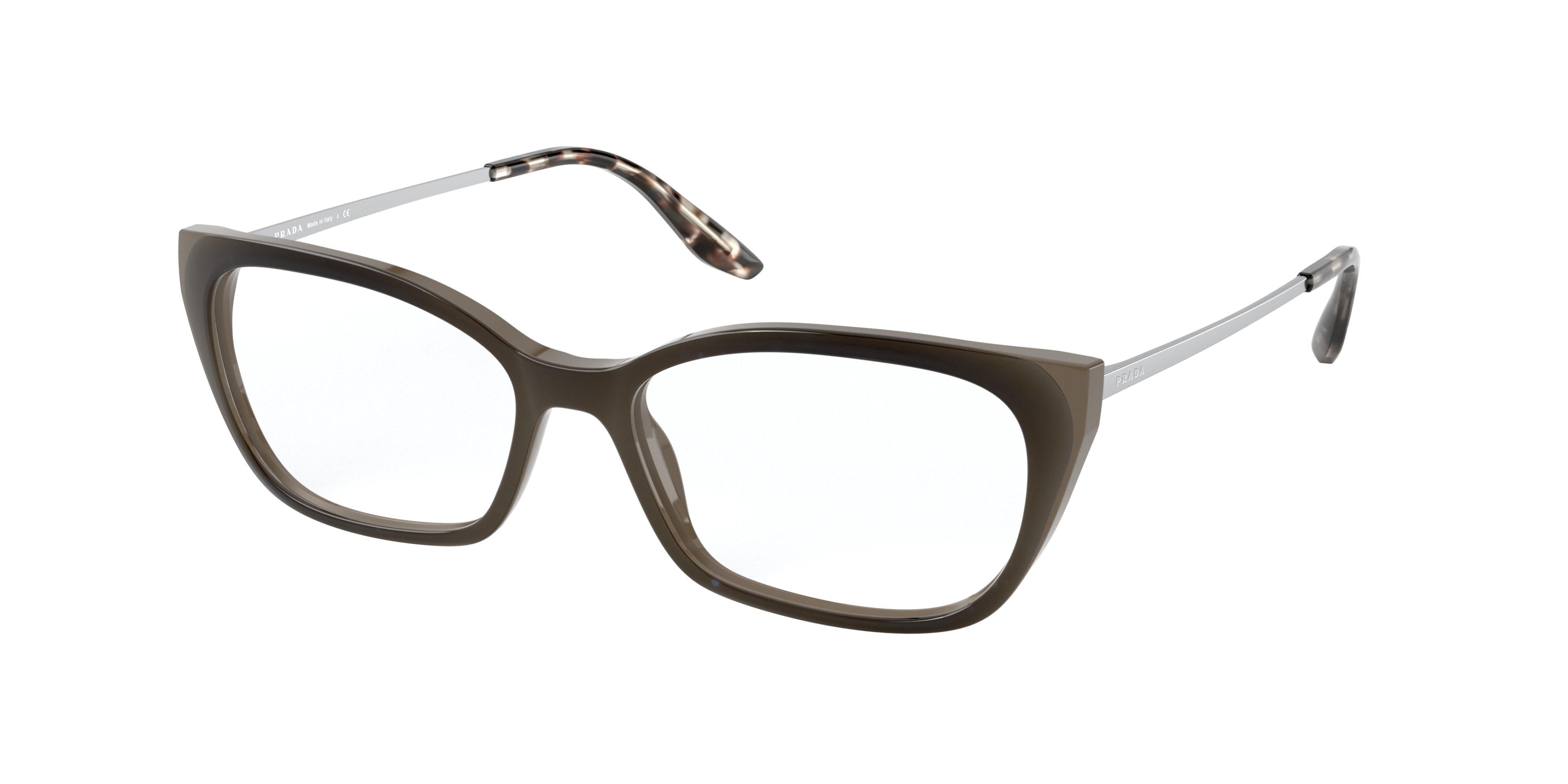 Prada PR14XV Cat Eye Eyeglasses  03C1O1-Top Opal Grey/Grey 52-140-16 - Color Map Grey