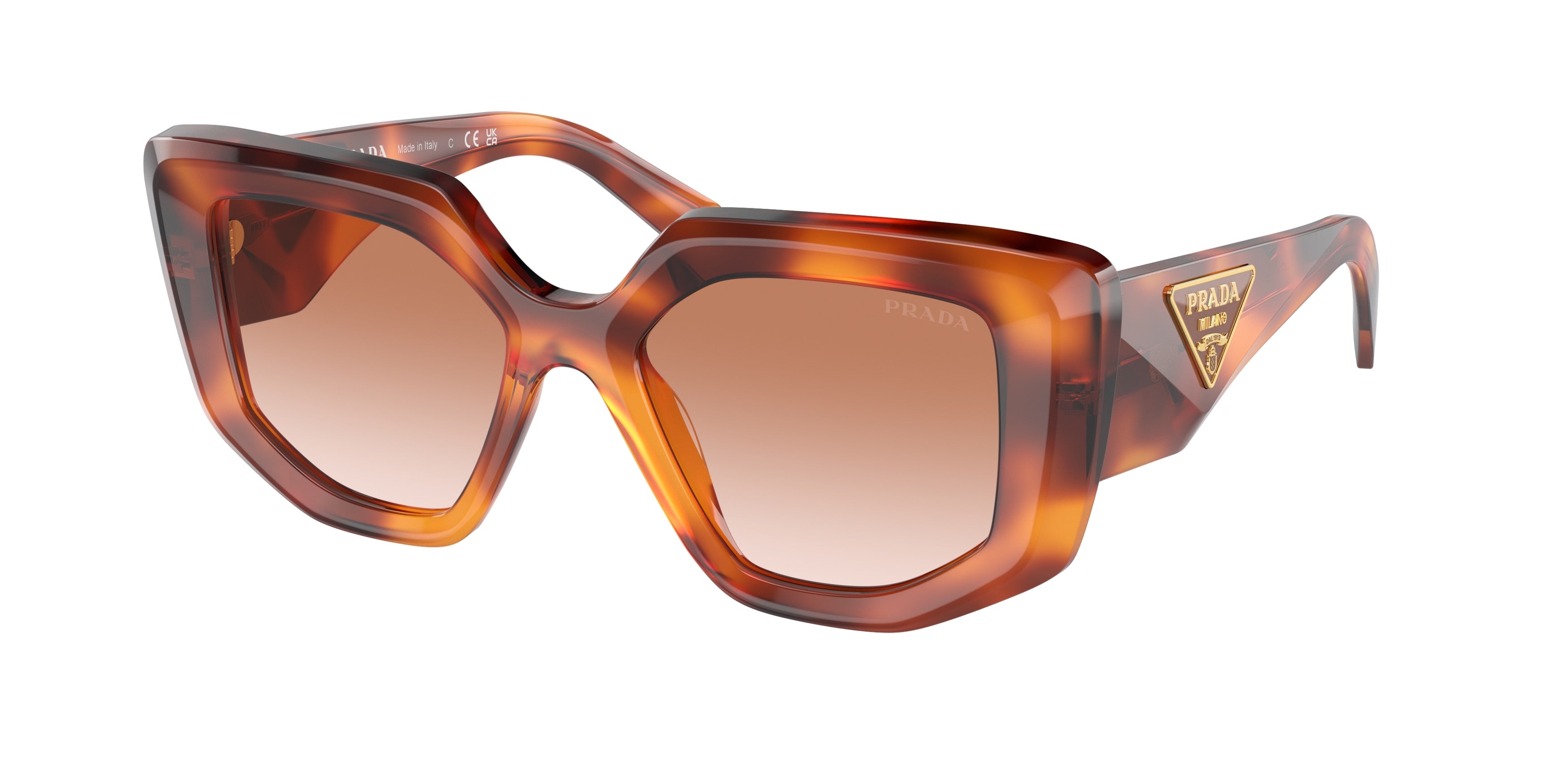 Prada PR14ZS Irregular Sunglasses  18R70E-Cognac Tortoise 50-140-18 - Color Map Brown