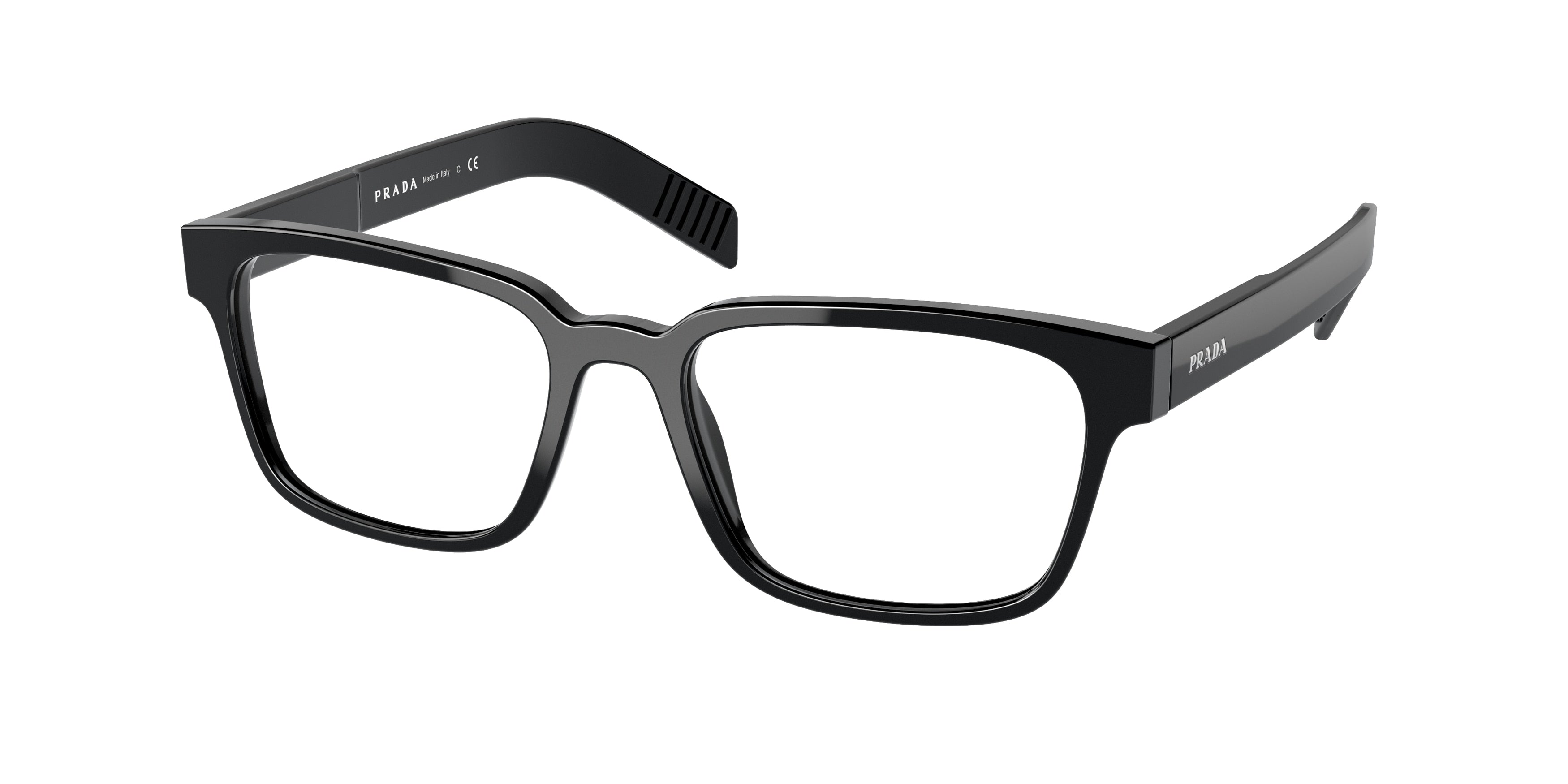 Prada PR15WV Rectangle Eyeglasses  1AB1O1-Black 53-145-18 - Color Map Black