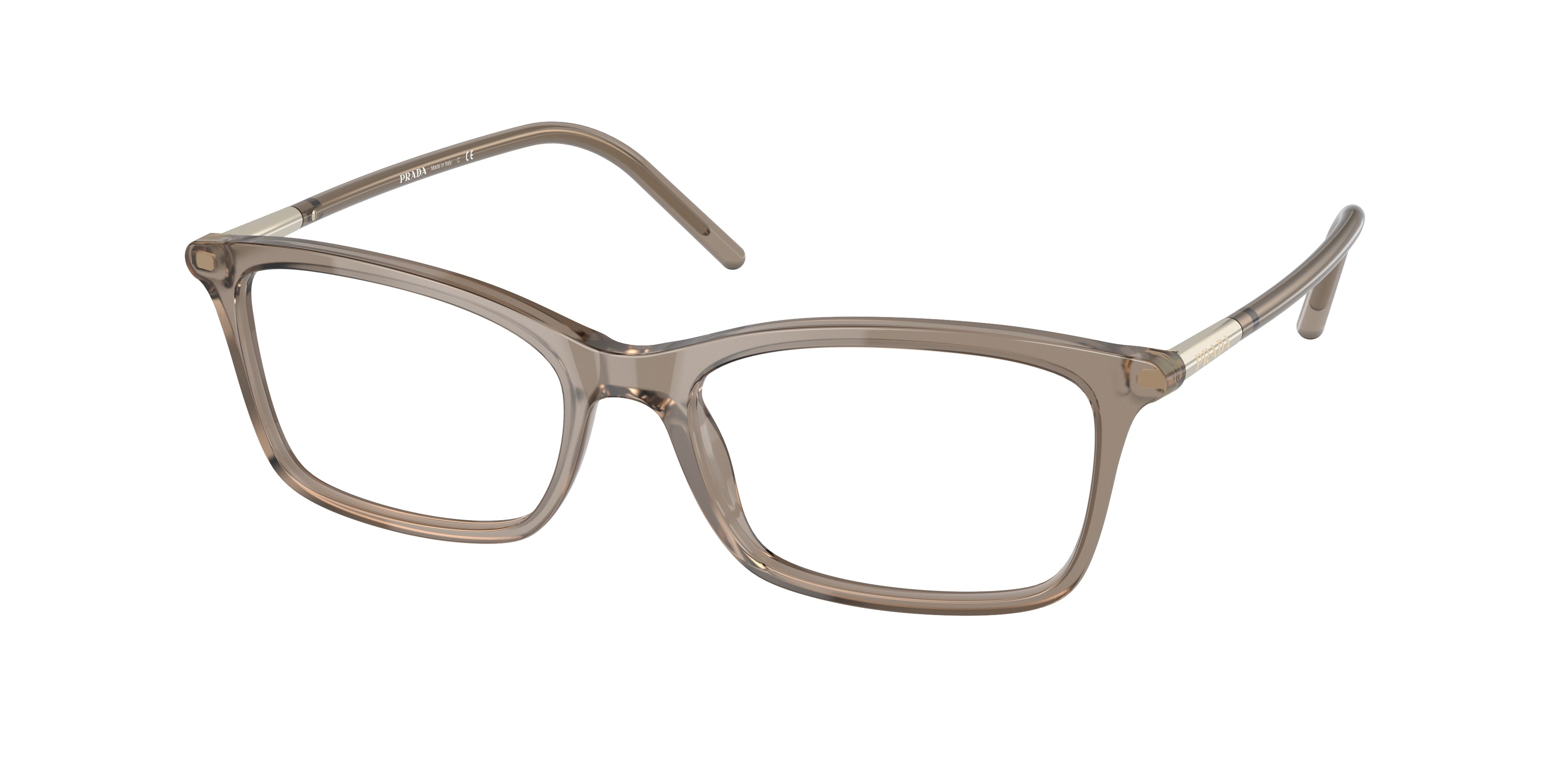 Prada PR16WV Rectangle Eyeglasses  05N1O1-Honey Crystal 54-140-17 - Color Map Tortoise