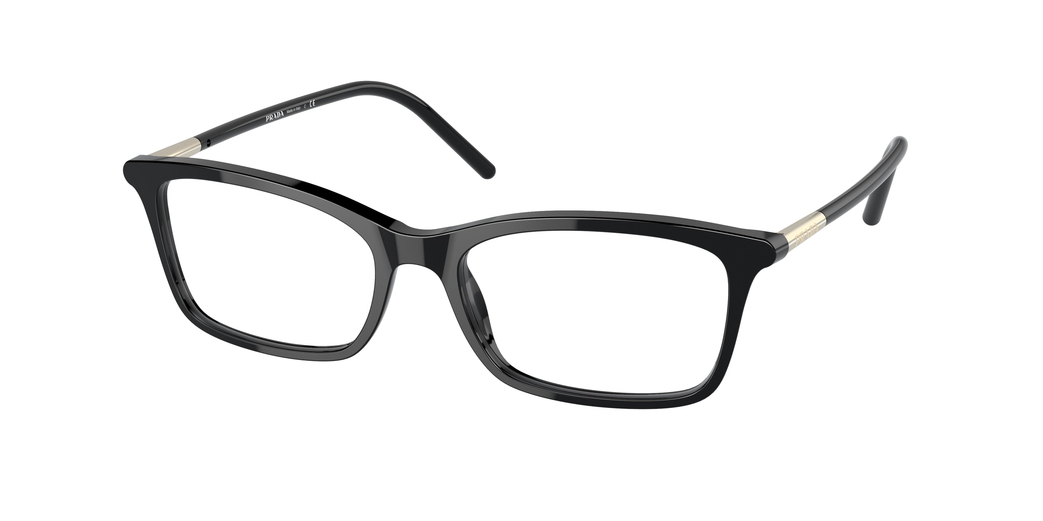 Prada PR16WV Rectangle Eyeglasses  1AB1O1-Black 54-140-17 - Color Map Black