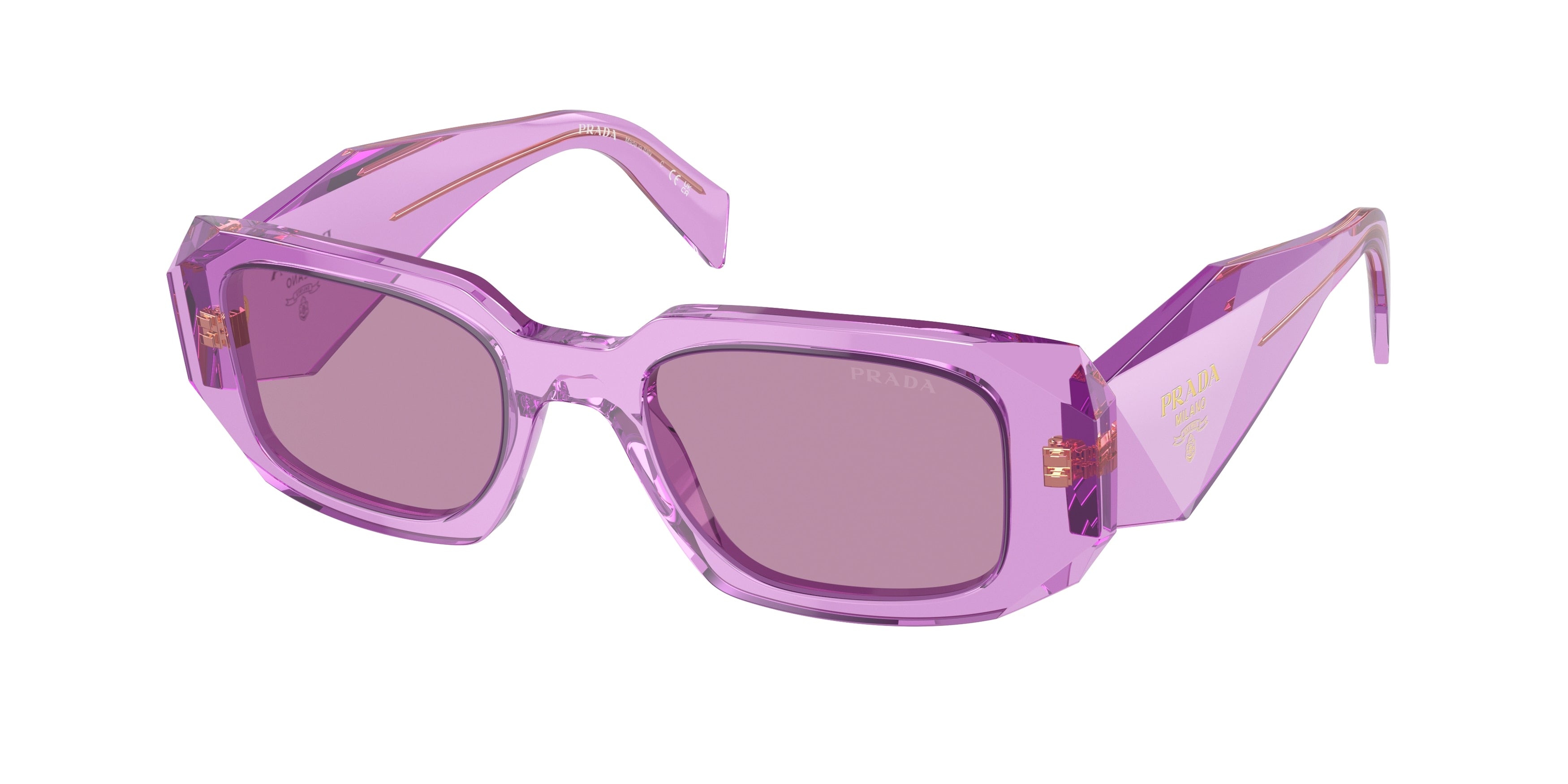 Prada PR17WSF Rectangle Sunglasses  13R07Q-Transparent Amethyst 51-145-20 - Color Map Violet