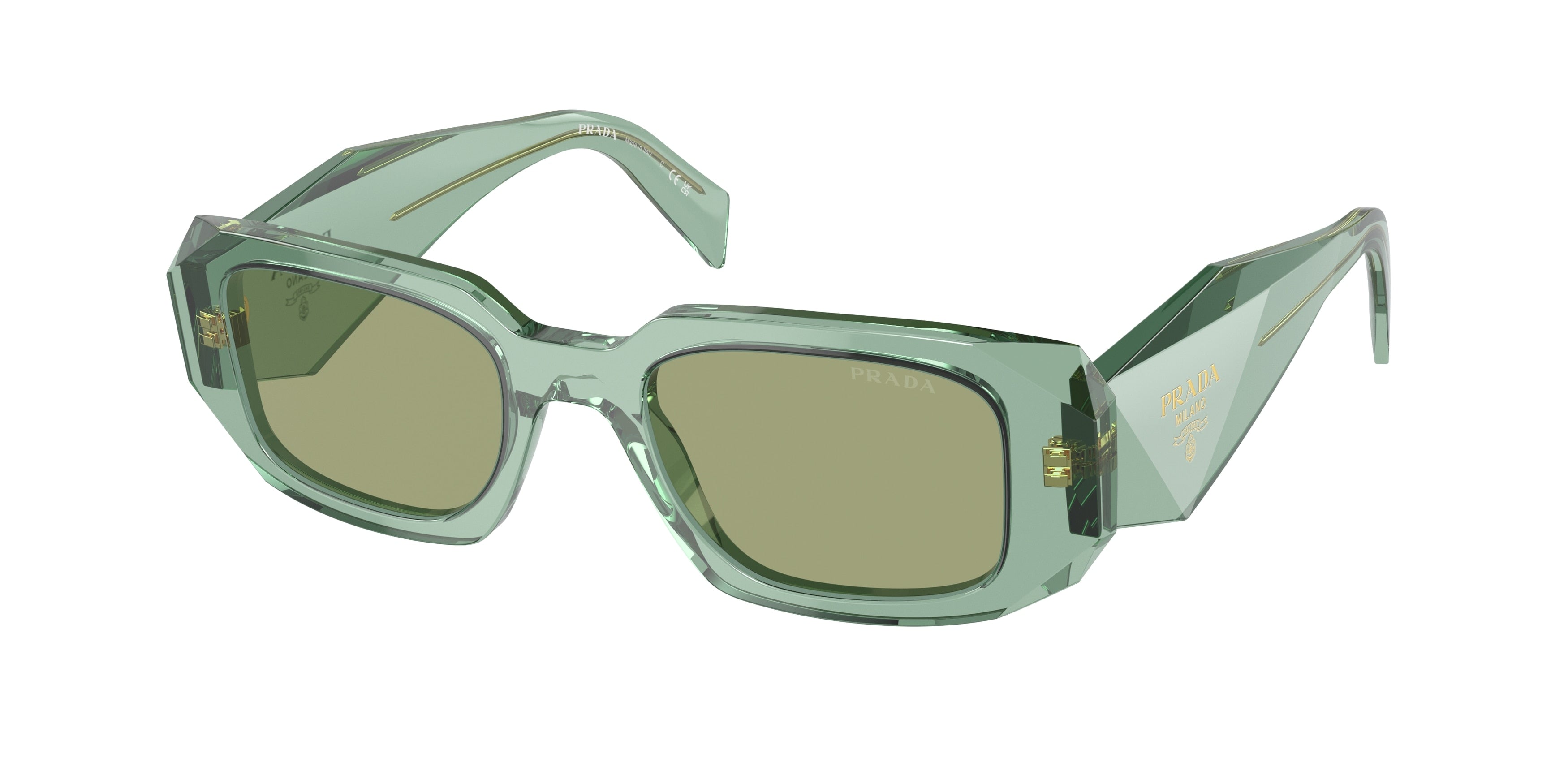 Prada PR17WS Rectangle Sunglasses  11R10E-Transparent Sage 49-145-20 - Color Map Green