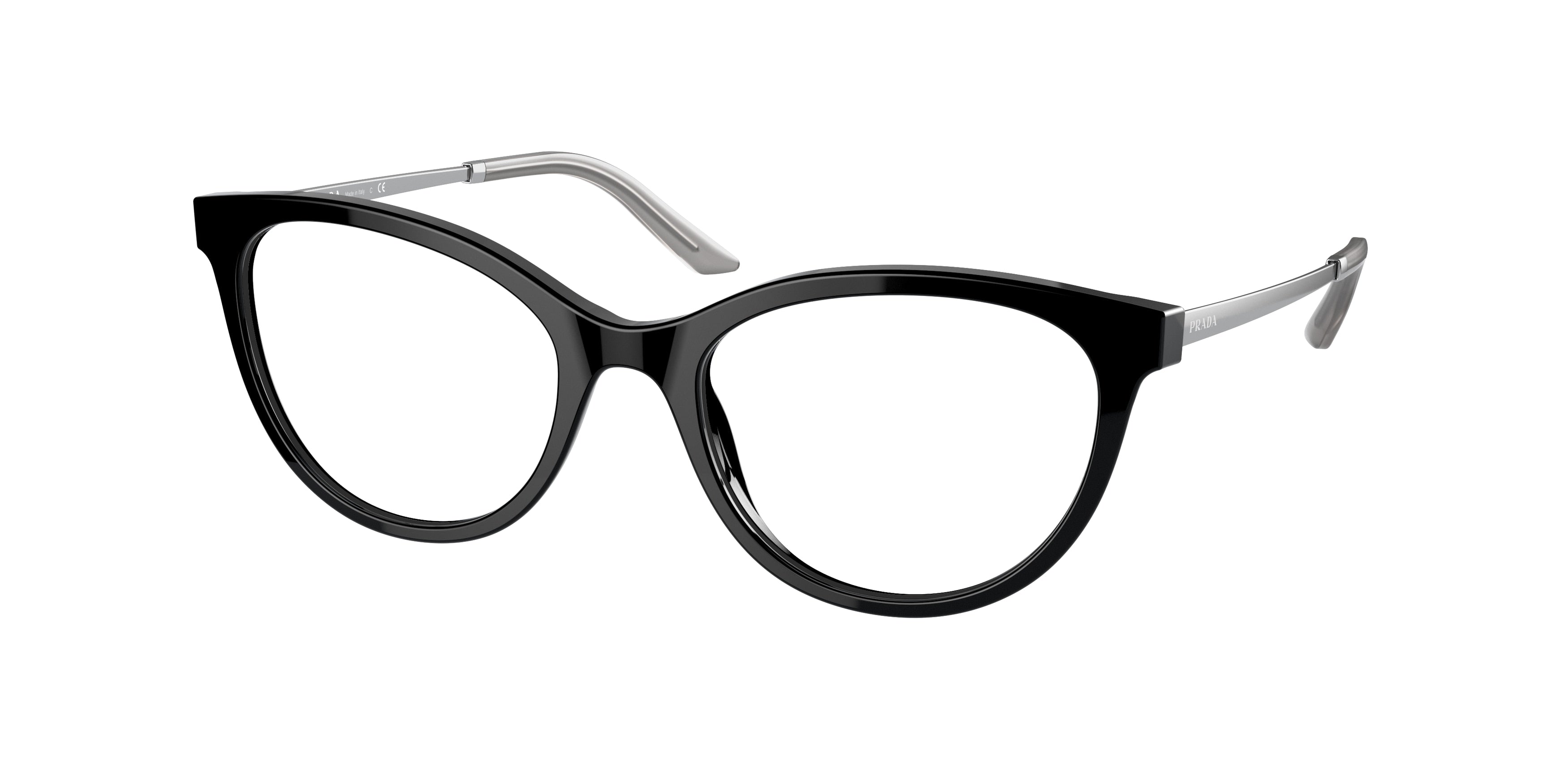 Prada PR17WV Oval Eyeglasses  1AB1O1-Black 51-140-19 - Color Map Black