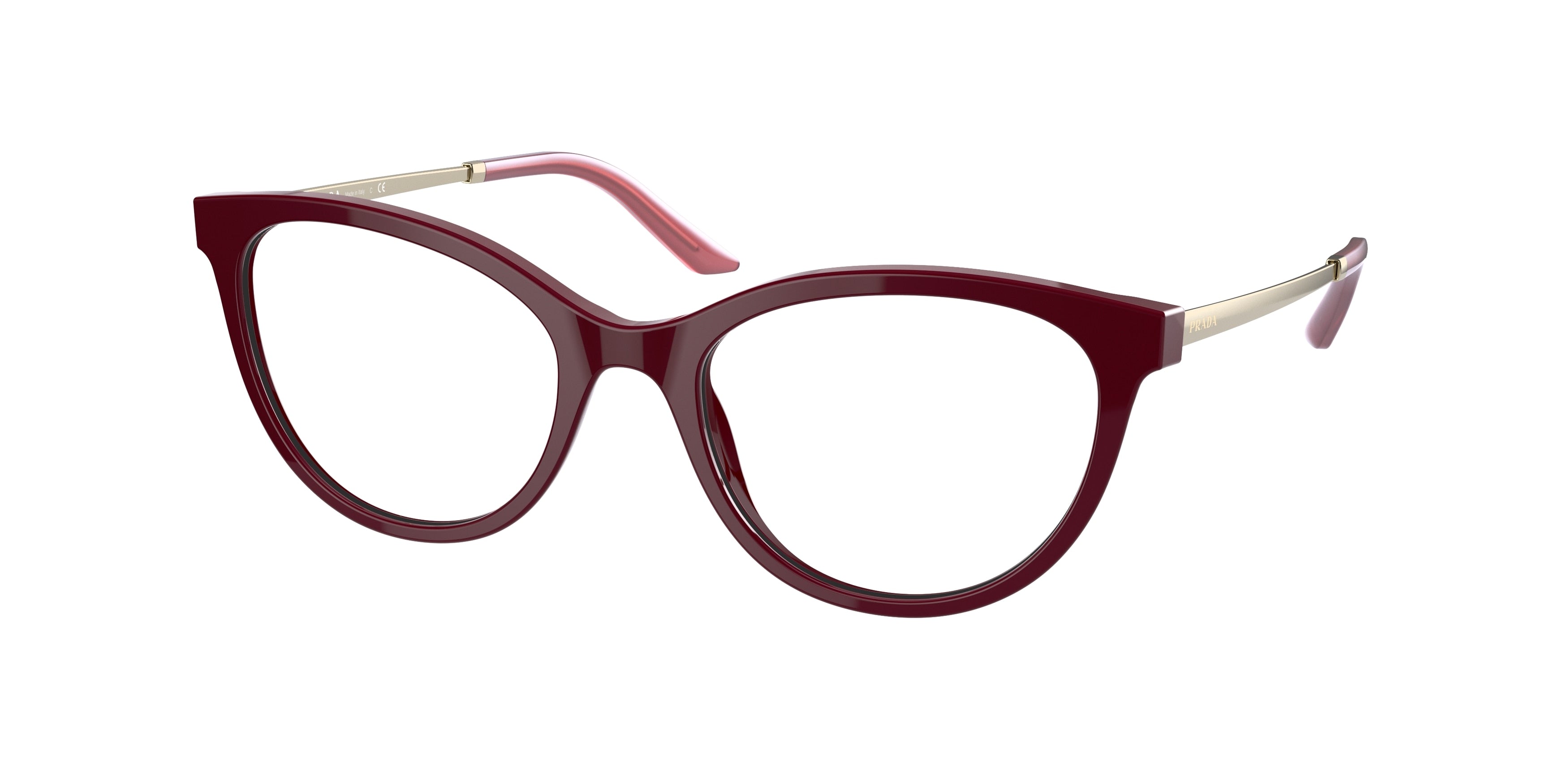 Prada PR17WV Oval Eyeglasses  TY71O1-Bordeaux 51-140-19 - Color Map Red