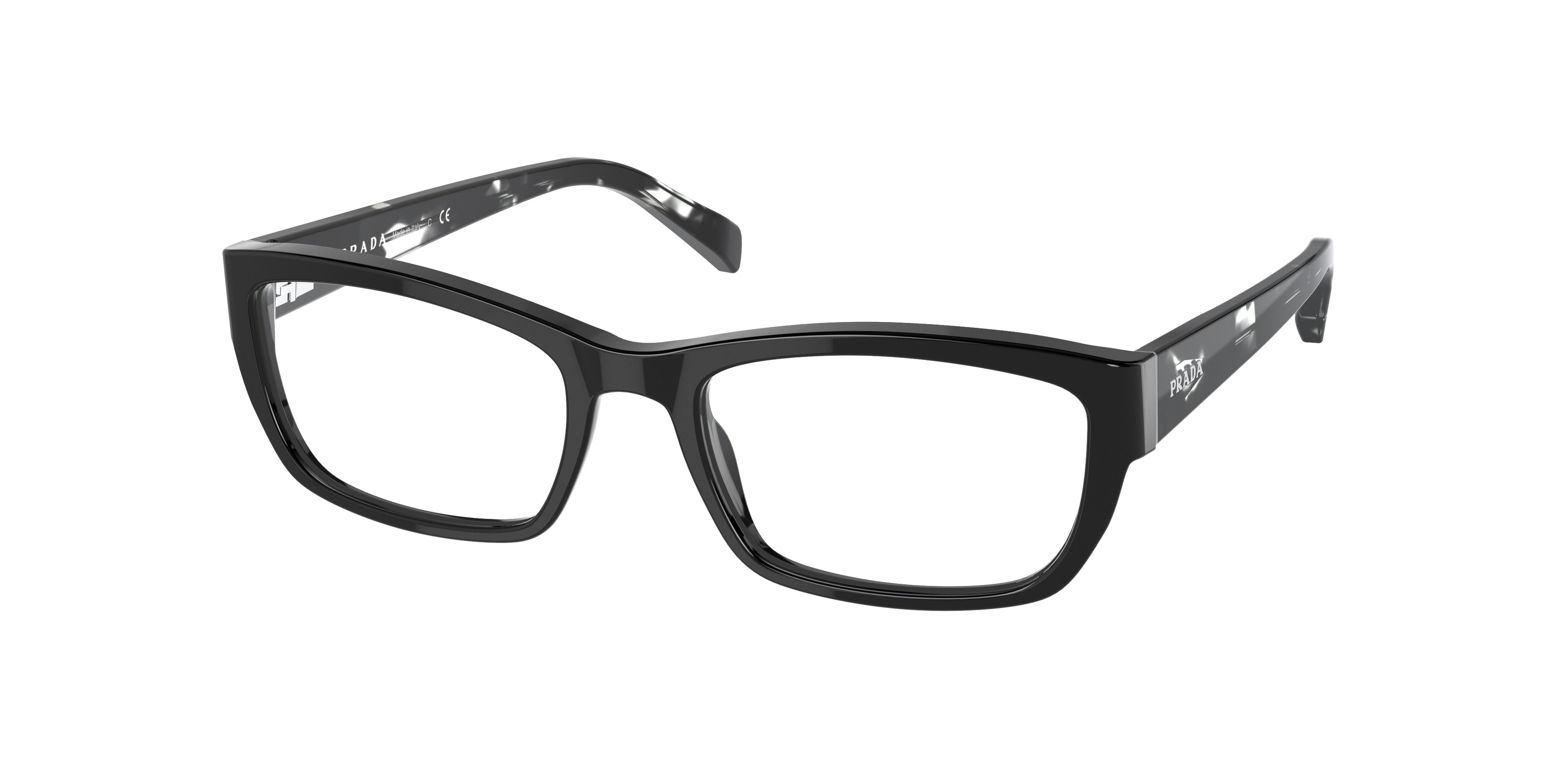 Prada HERITAGE PR18OV Rectangle Eyeglasses  07E1O1-Black 54-135-18 - Color Map Black