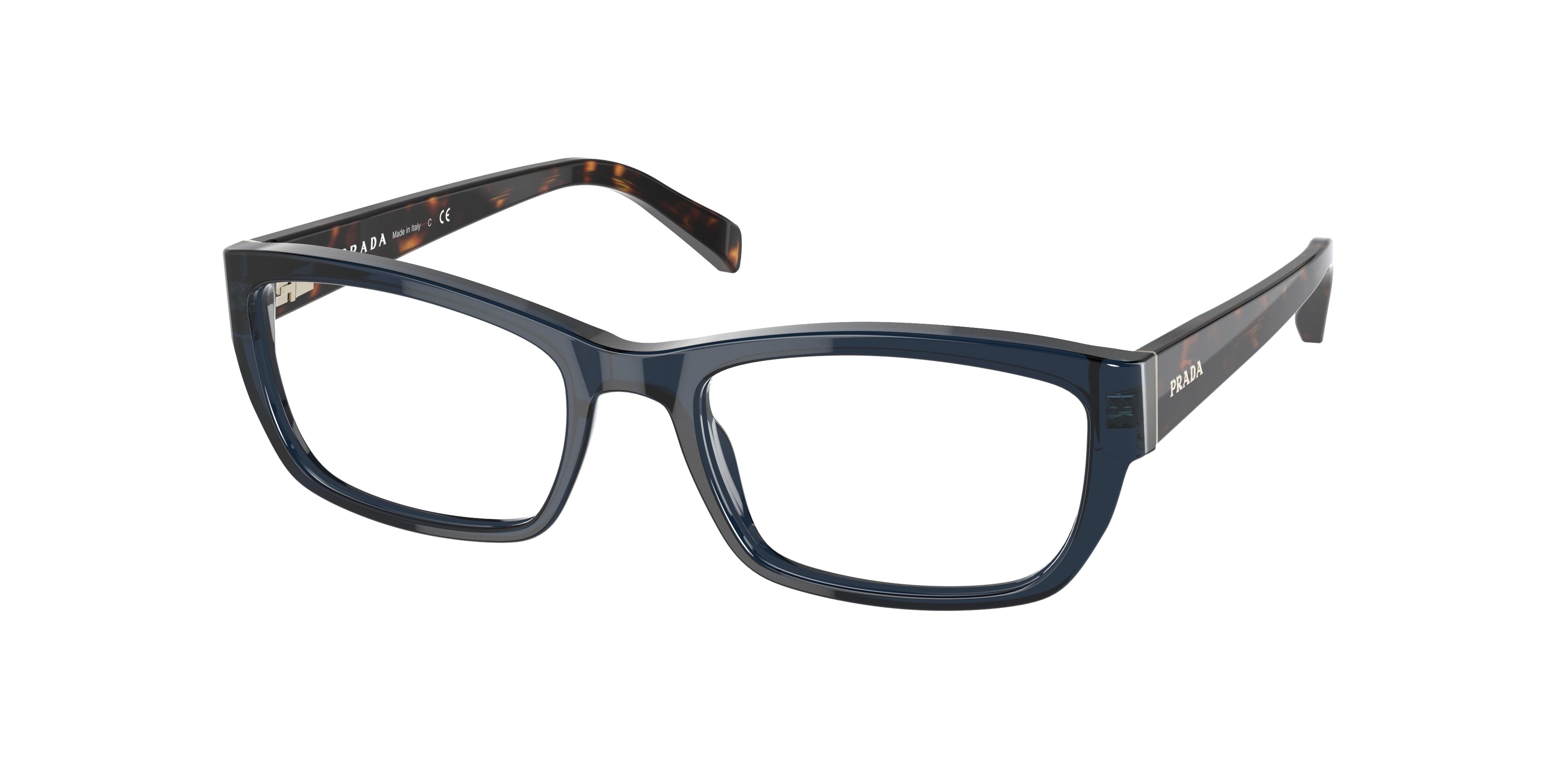 Prada HERITAGE PR18OV Rectangle Eyeglasses  08Q1O1-Blue Crystal 54-135-18 - Color Map Blue