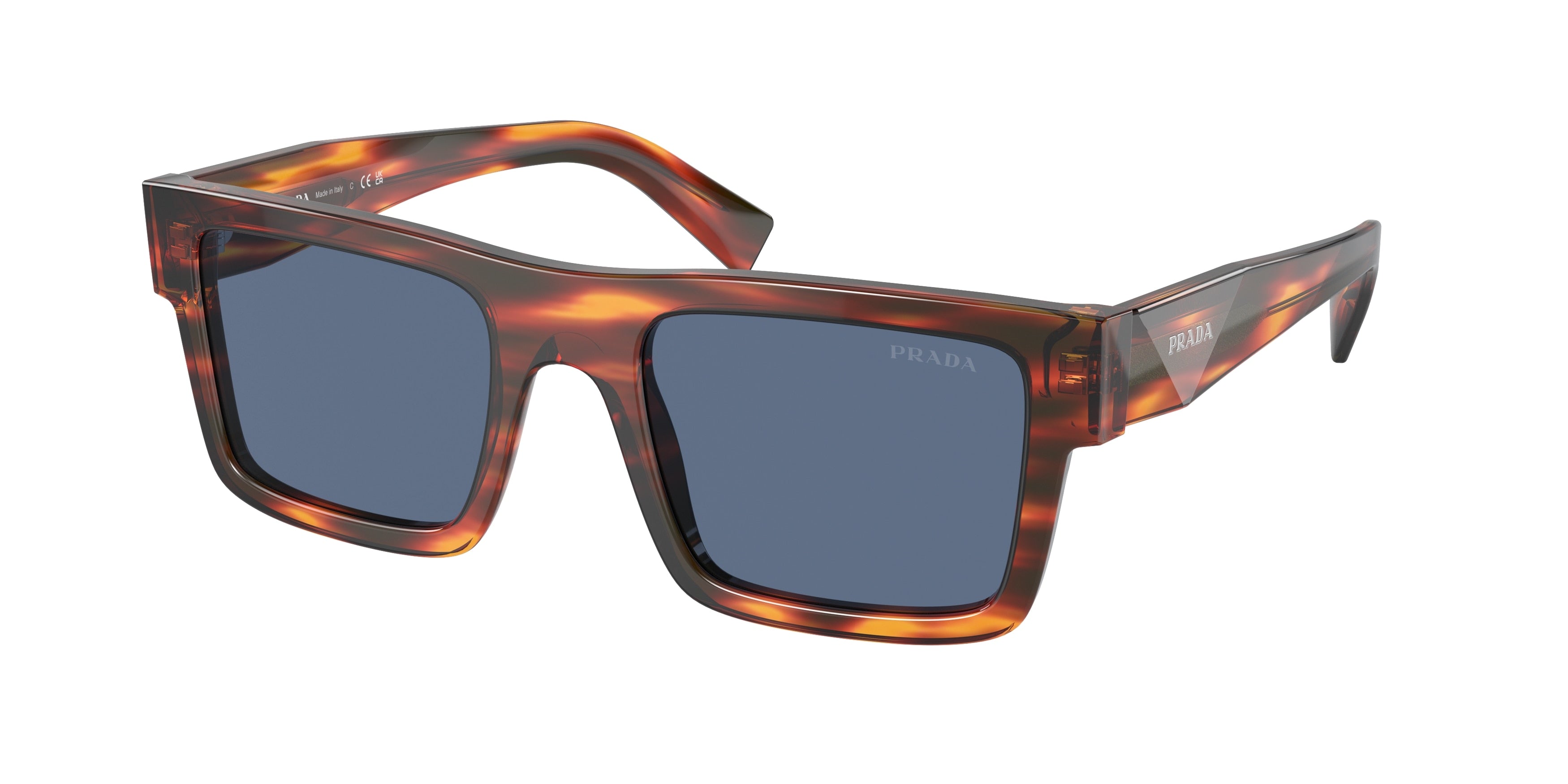 Prada PR19WS Rectangle Sunglasses  17R06A-Striped Radica 52-145-21 - Color Map Multi