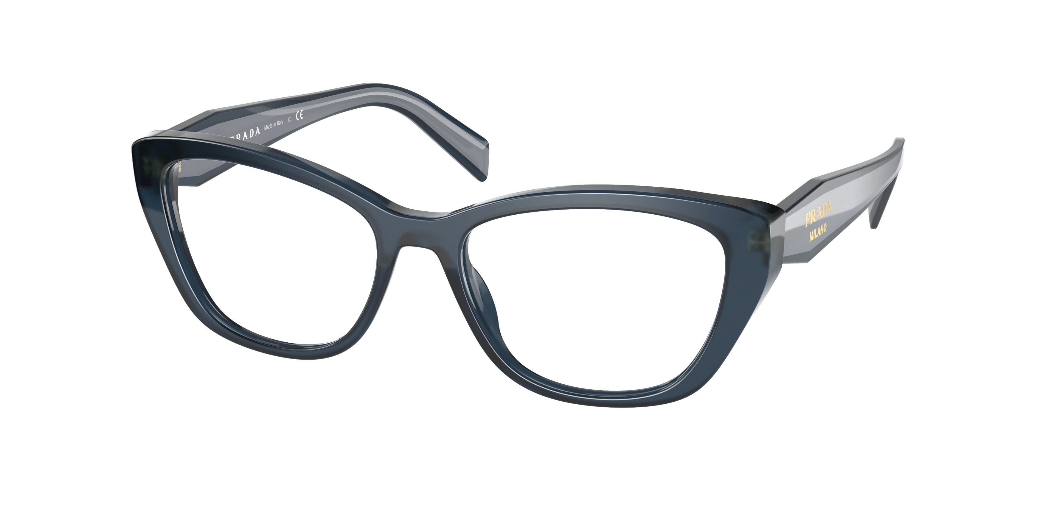 Prada PR19WV Cat Eye Eyeglasses  07Q1O1-Opal Blue 51-140-17 - Color Map Blue