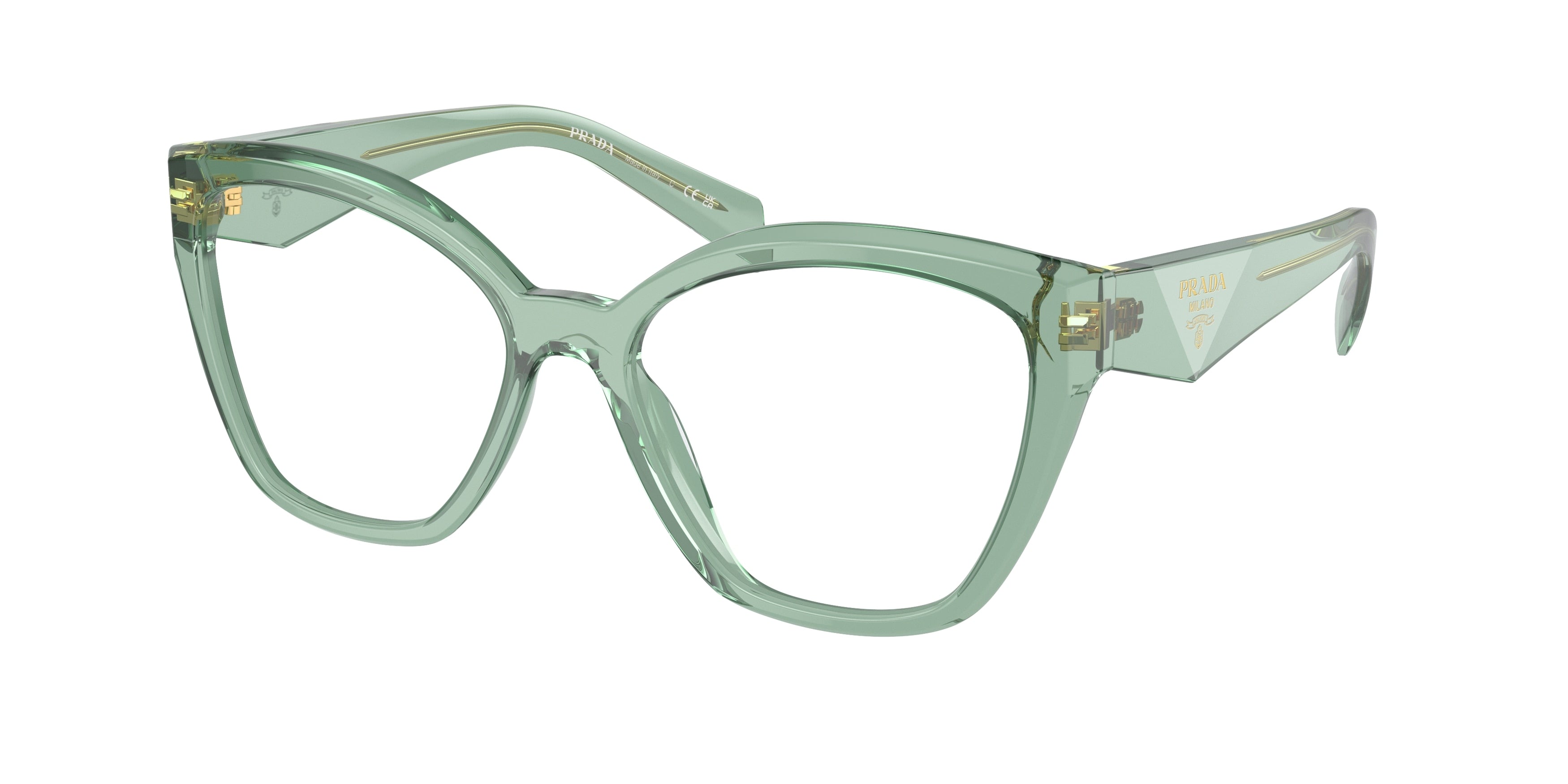 Prada PR20ZV Irregular Eyeglasses  11R1O1-Transparent Sage 54-145-17 - Color Map Green