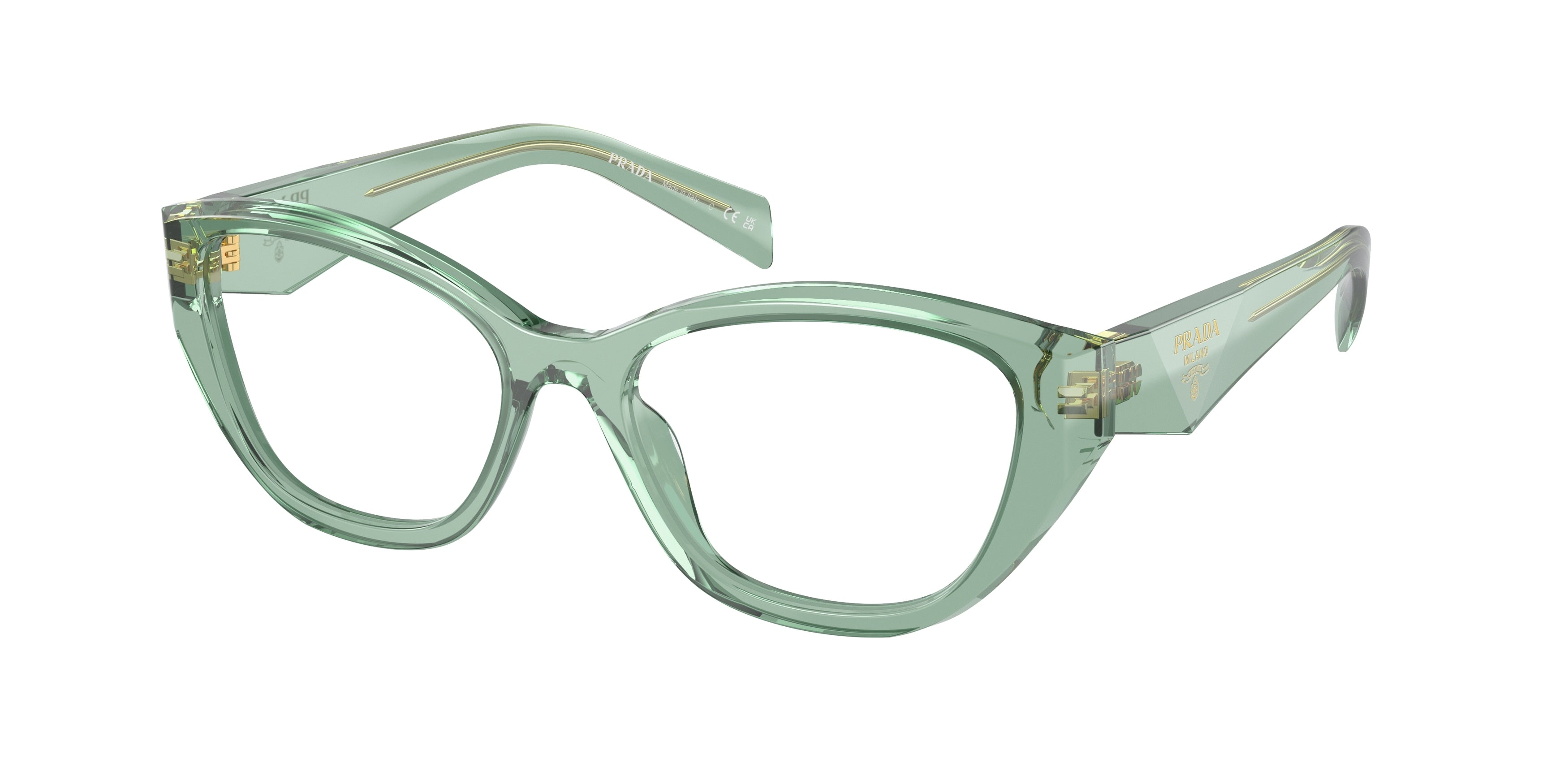 Prada PR21ZV Irregular Eyeglasses  11R1O1-Transparent Sage 53-145-17 - Color Map Green