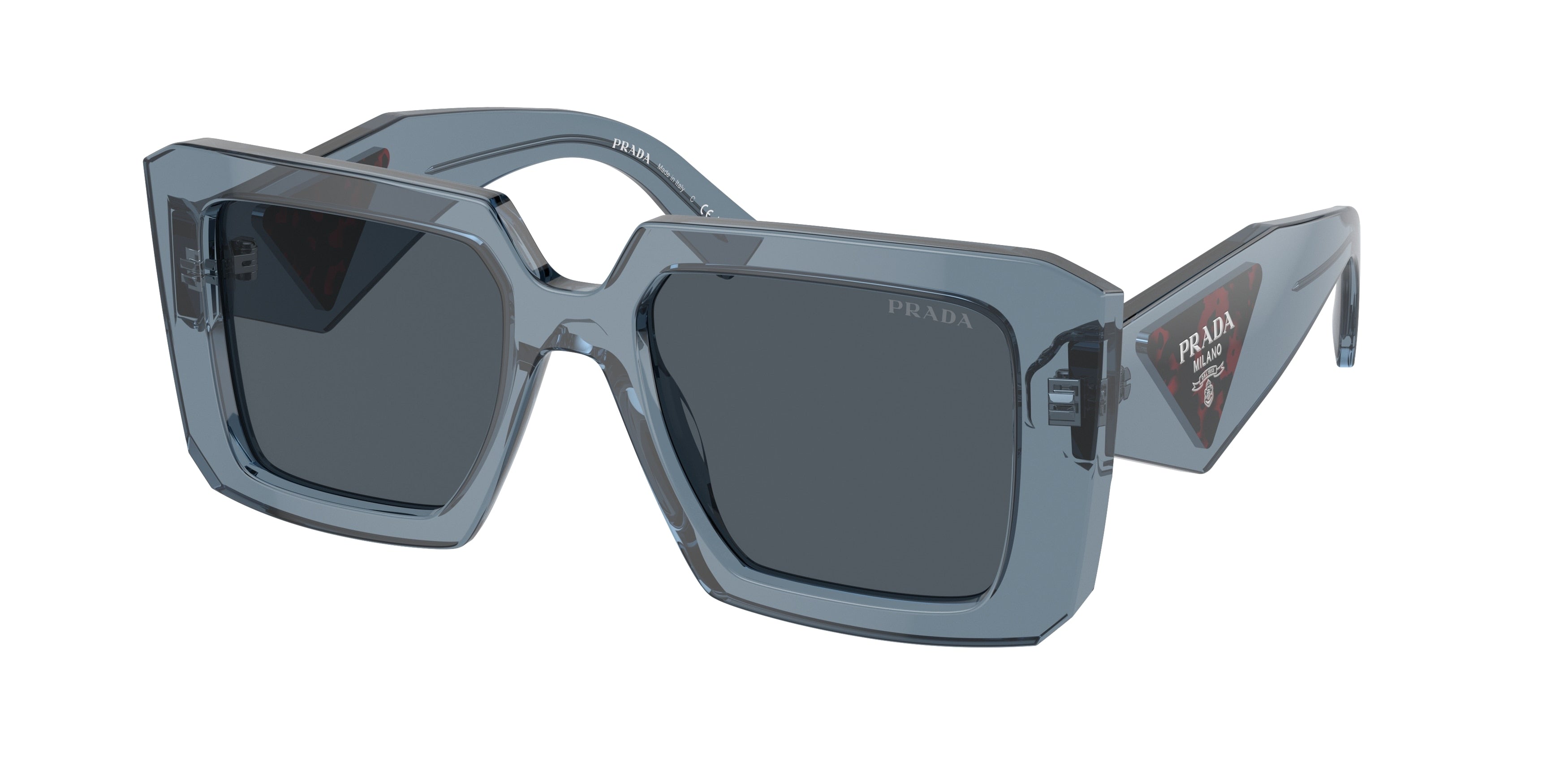 Prada PR23YSF Square Sunglasses  19O70B-Transparent Graphite 52-140-19 - Color Map Grey