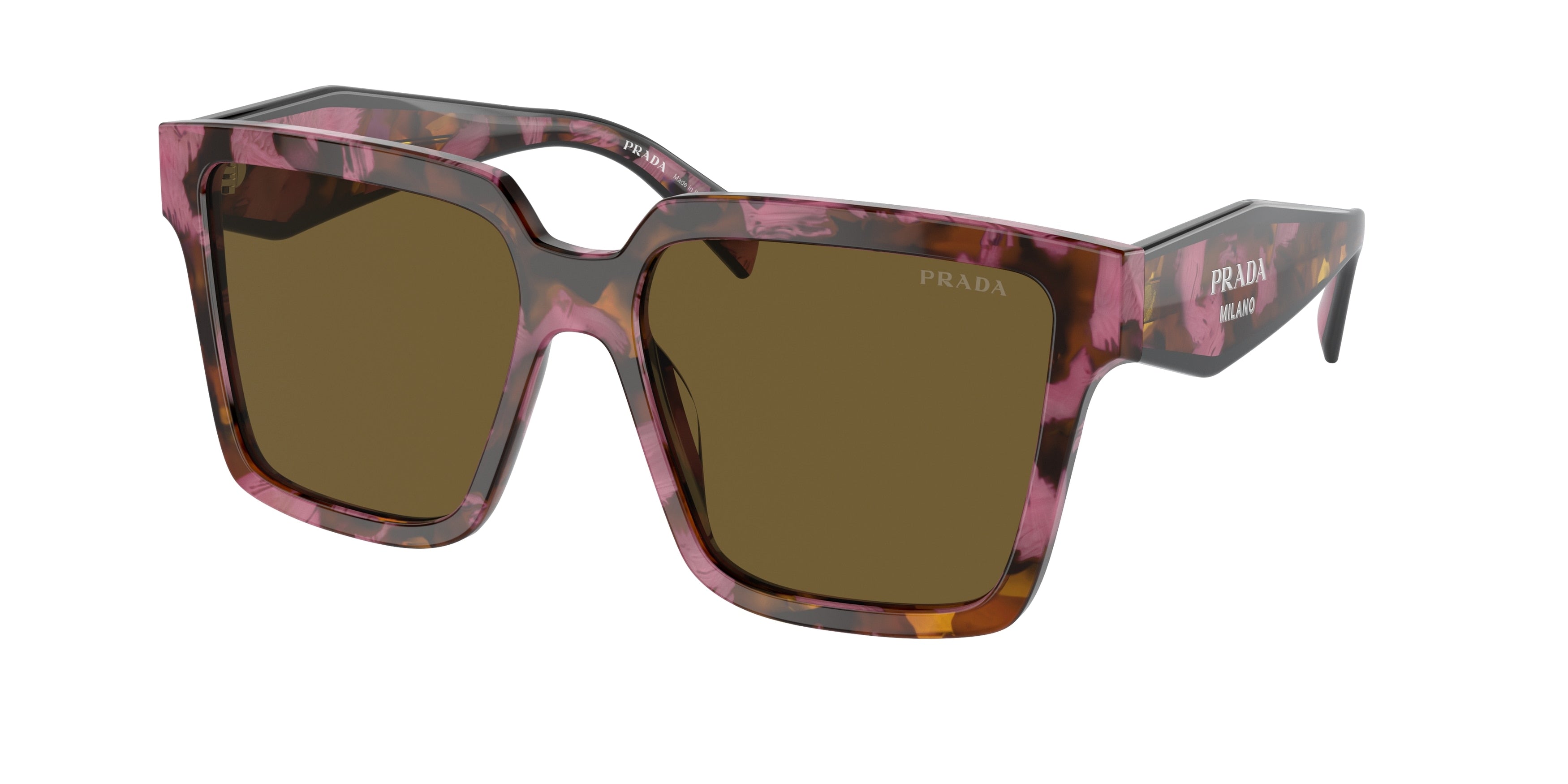 Prada PR24ZSF Square Sunglasses  18N01T-Tortoise Cognac Begonia 57-140-14 - Color Map Brown