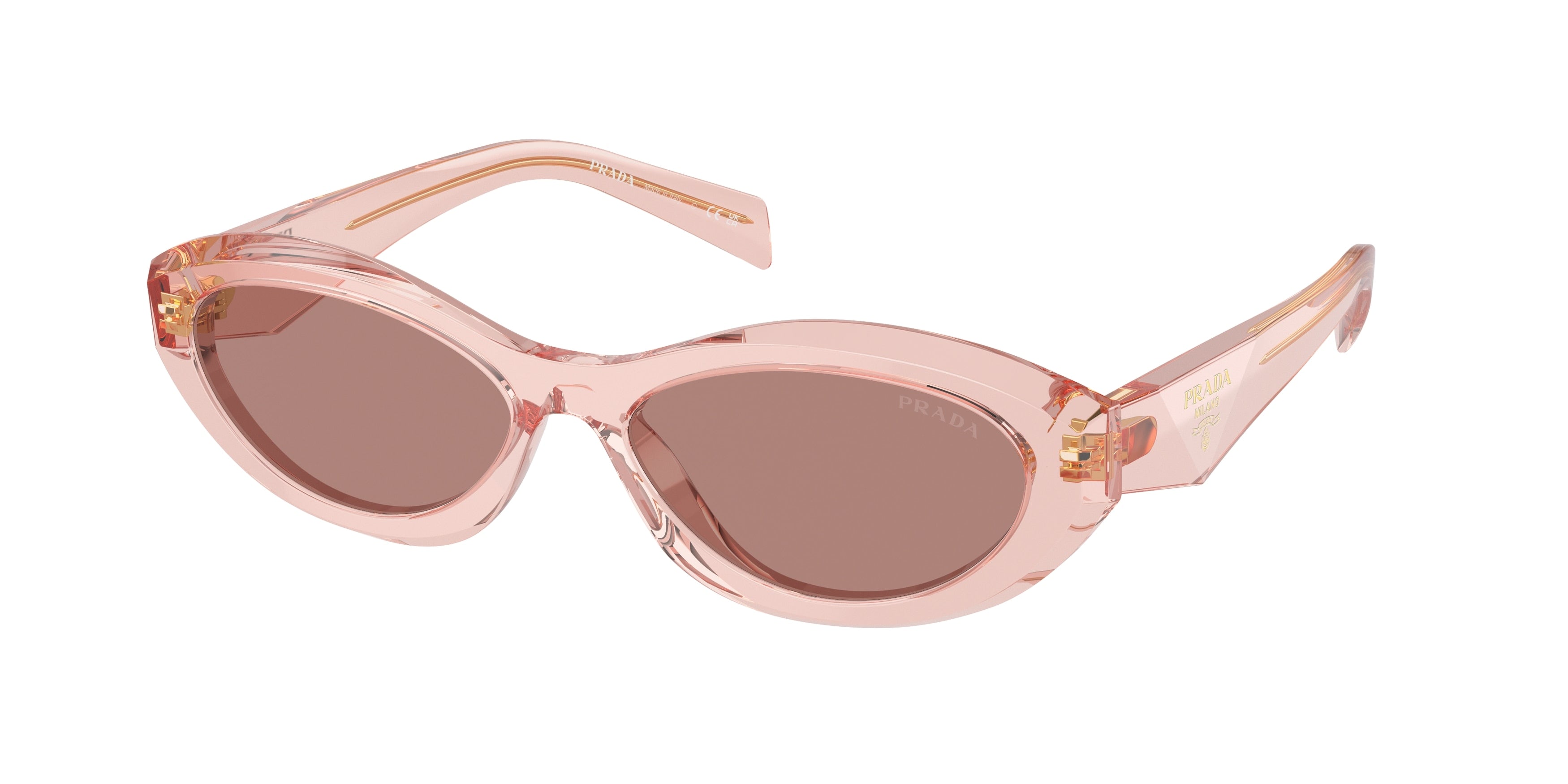 Prada PR26ZSF Irregular Sunglasses  19Q10D-Transparent Peach 56-145-15 - Color Map Pink