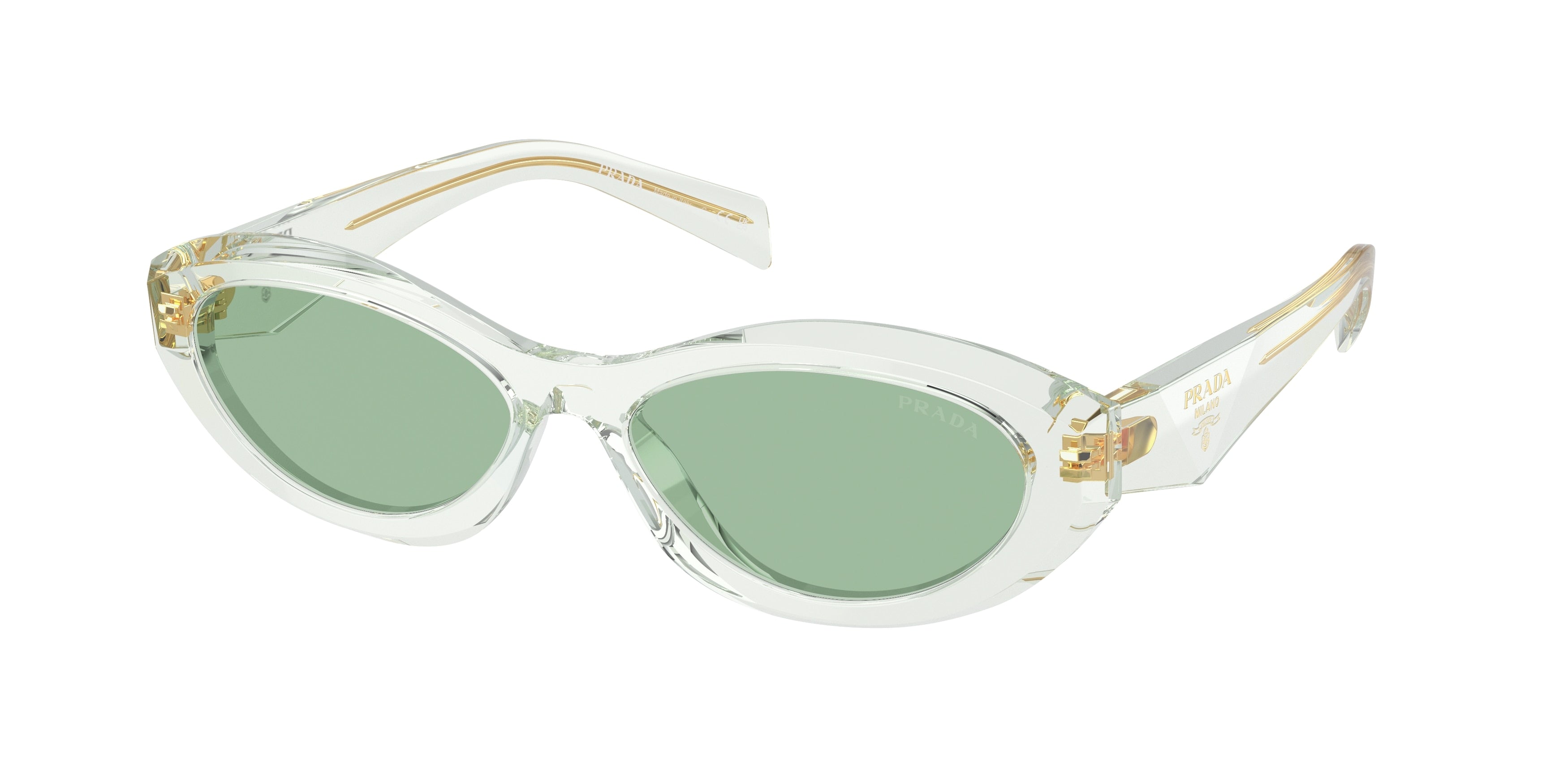 Prada PR26ZS Irregular Sunglasses  14R20E-Transparent Mint 55-145-16 - Color Map Transparent