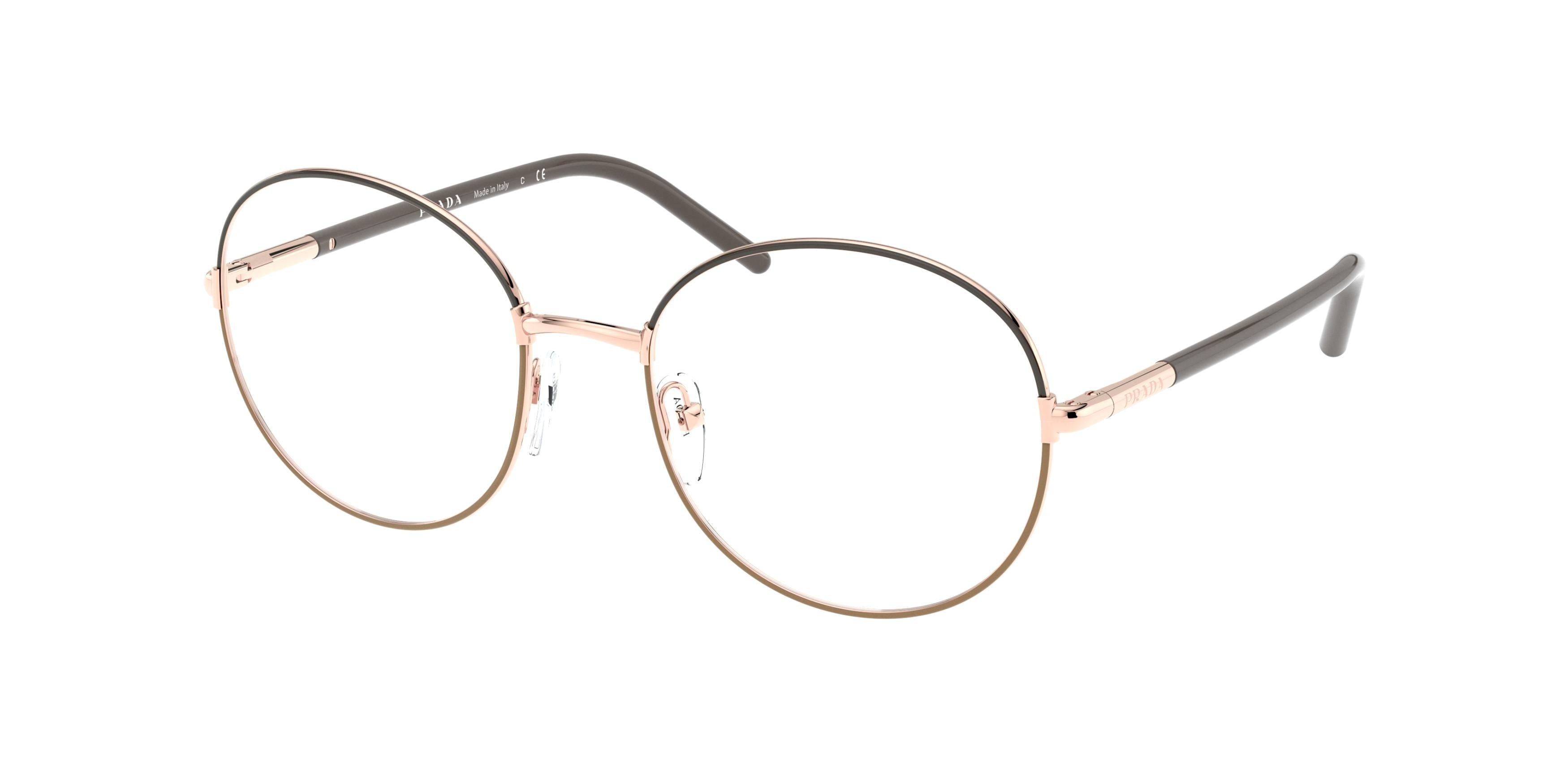 Prada PR55WV Round Eyeglasses  02H1O1-Cocoa/Clay 53-140-19 - Color Map Brown