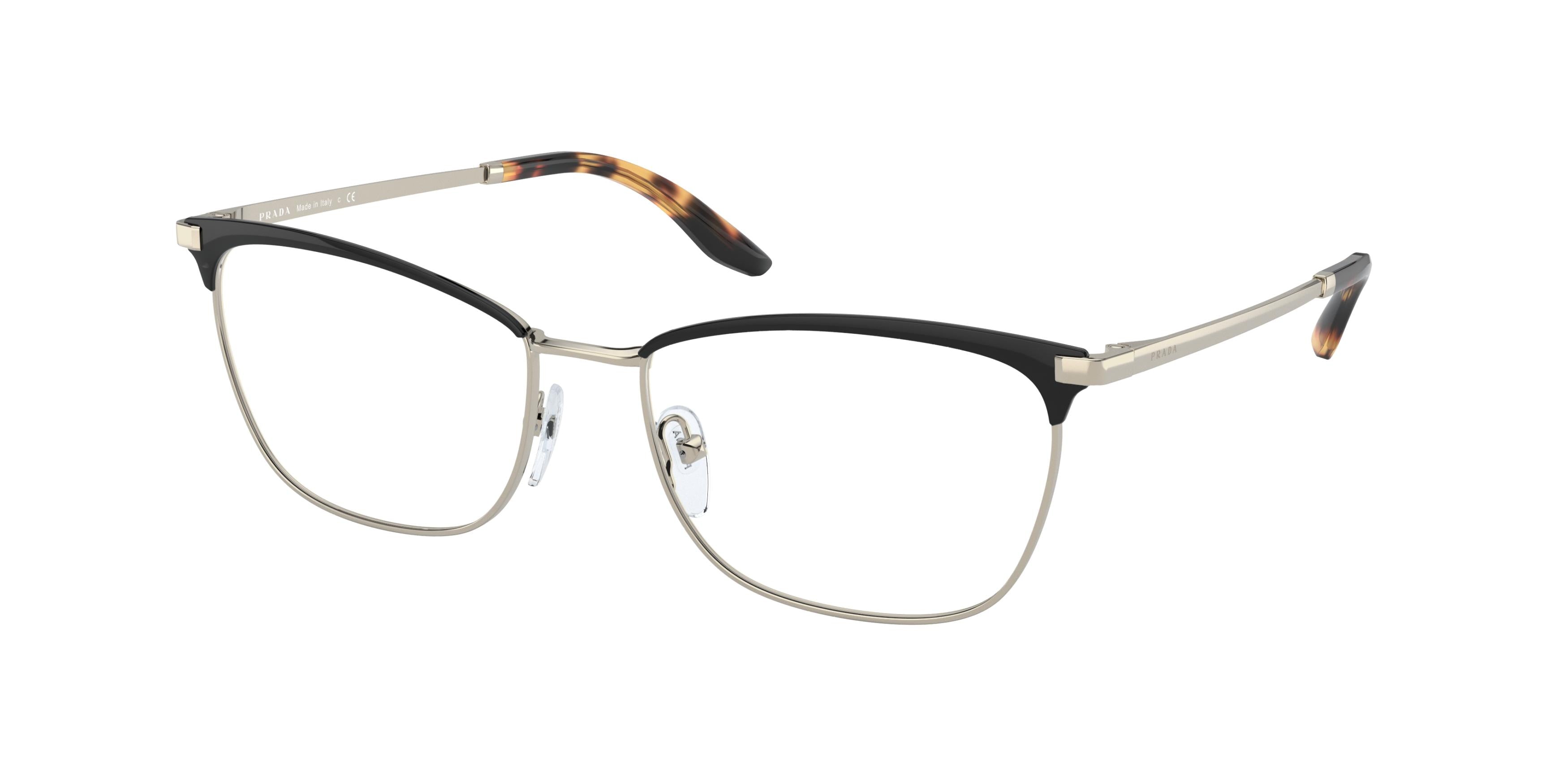 Prada PR57WV Irregular Eyeglasses  AAV1O1-Black/Pale Gold 55-140-17 - Color Map Black