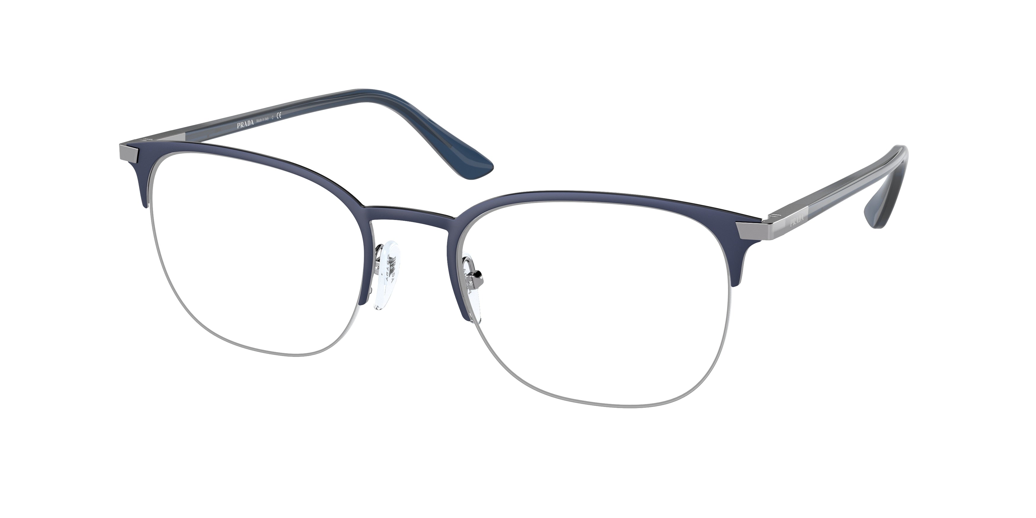 Prada PR57YV Oval Eyeglasses  02N1O1-Matte Blue 52-145-20 - Color Map Blue