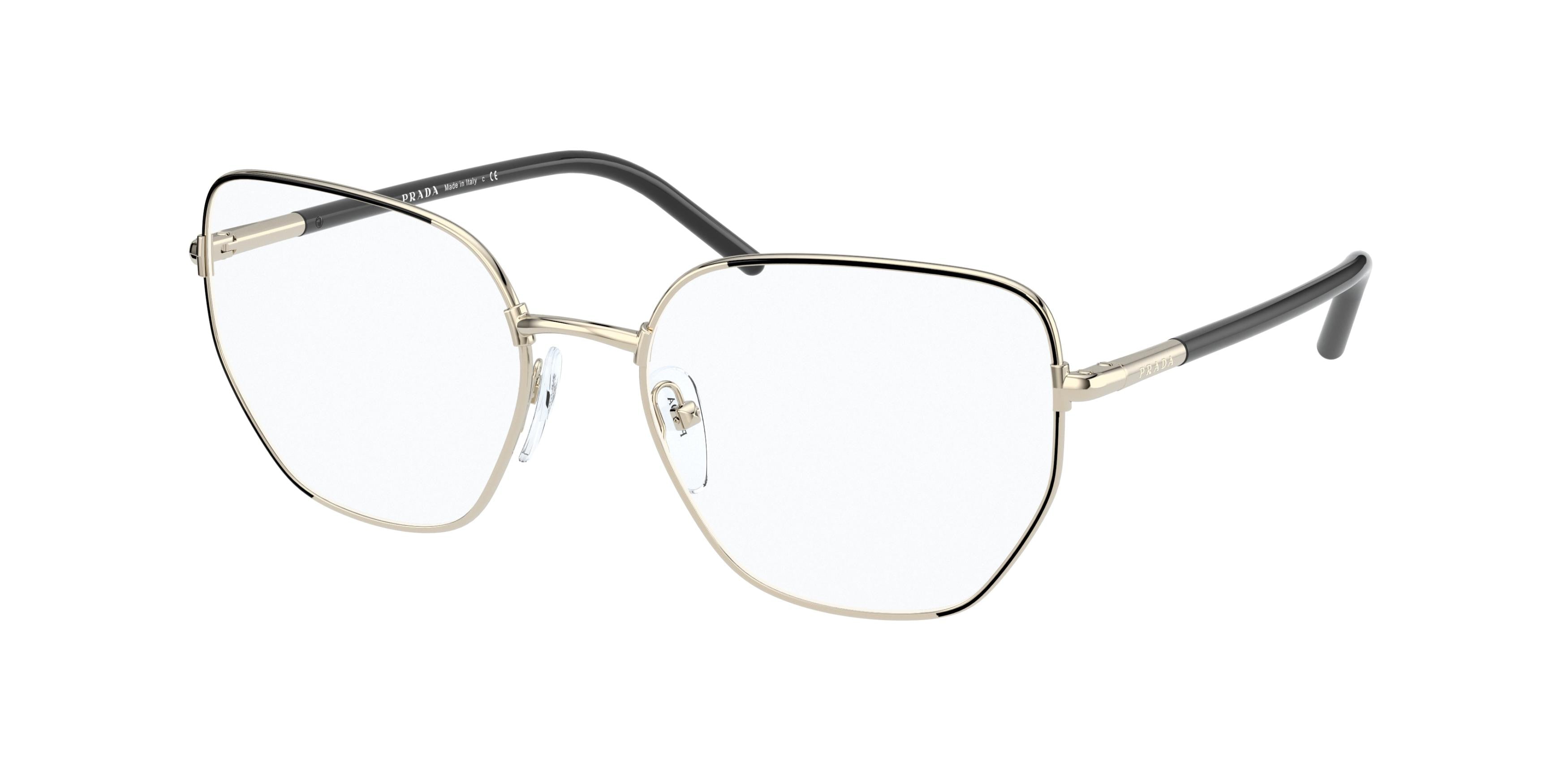 Prada PR60WV Irregular Eyeglasses  AAV1O1-Black/Pale Gold 53-140-18 - Color Map Black