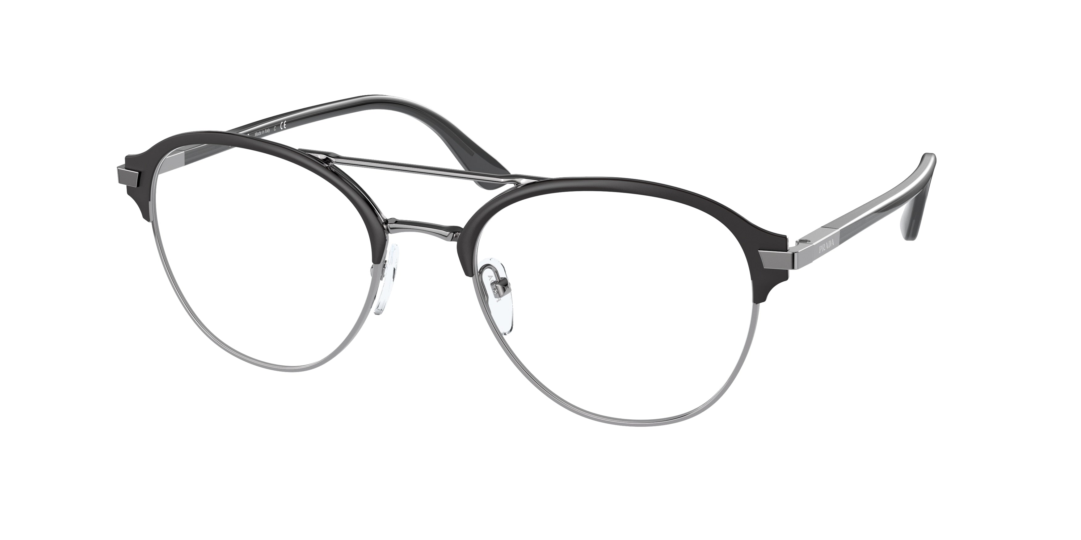 Prada PR61WV Pilot Eyeglasses  02G1O1-Matte Black/Gunmetal 53-145-20 - Color Map Black