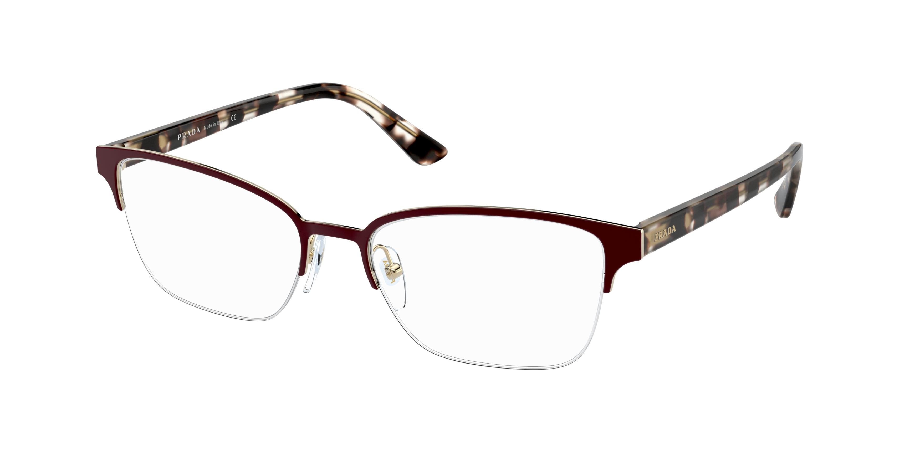 Prada MILLENNIALS PR61XV Cat Eye Eyeglasses  5521O1-Bordeaux 52-145-17 - Color Map Red