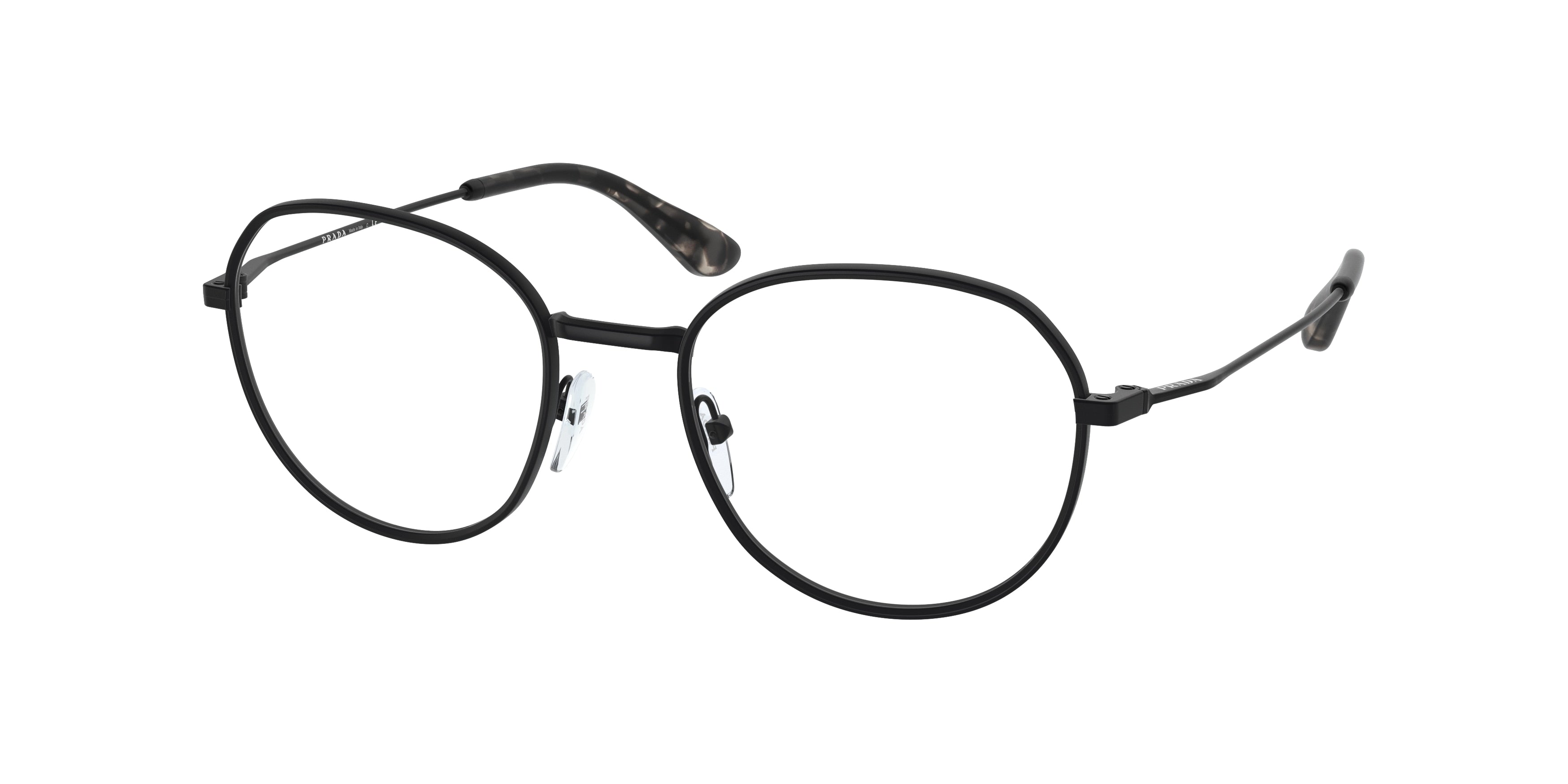 Prada PR65WV Oval Eyeglasses  1BO1O1-Matte Black 51-145-20 - Color Map Black