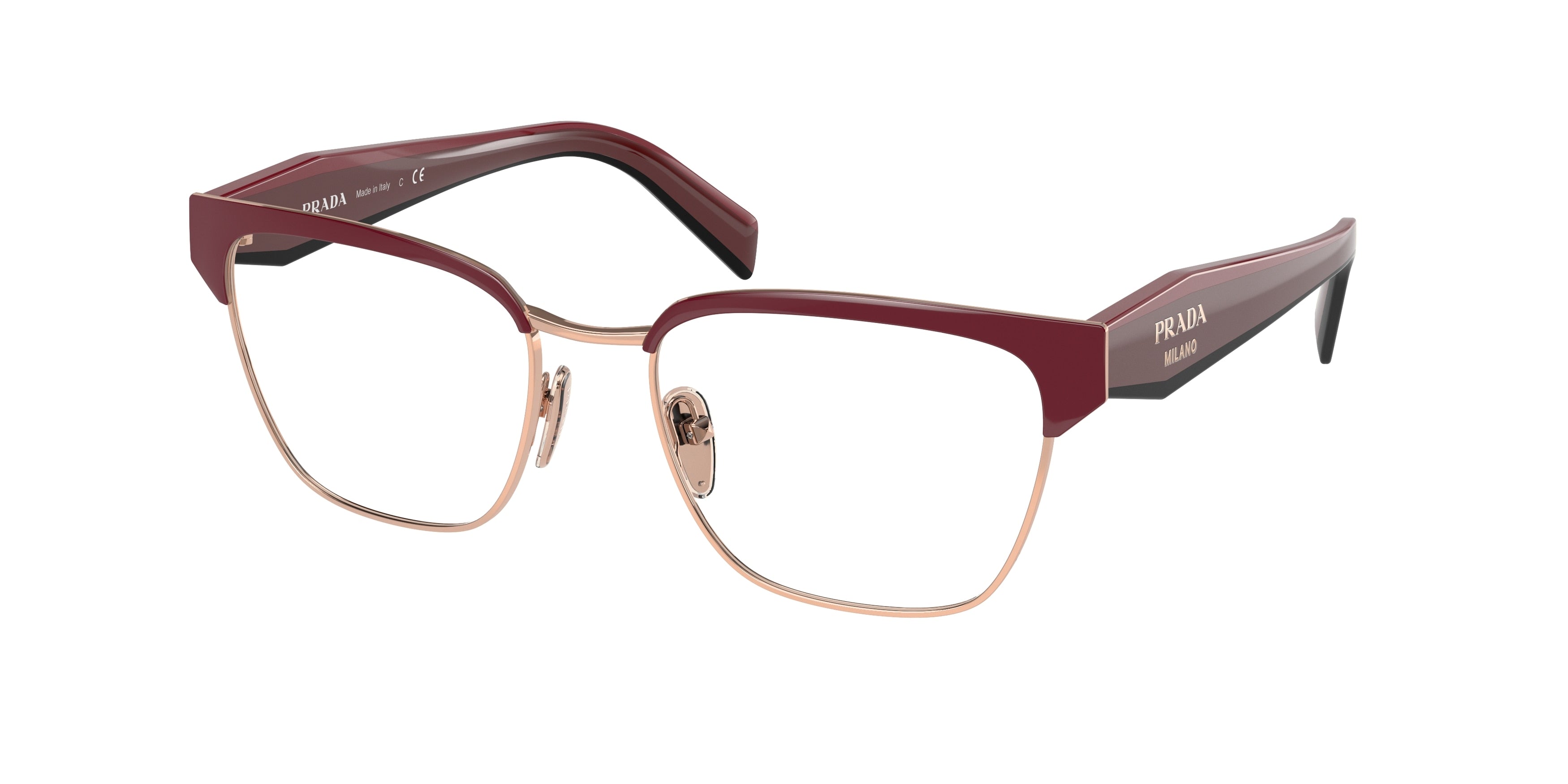 Prada PR65YV Irregular Eyeglasses  16A1O1-Red/Rose Gold 51-140-18 - Color Map Red