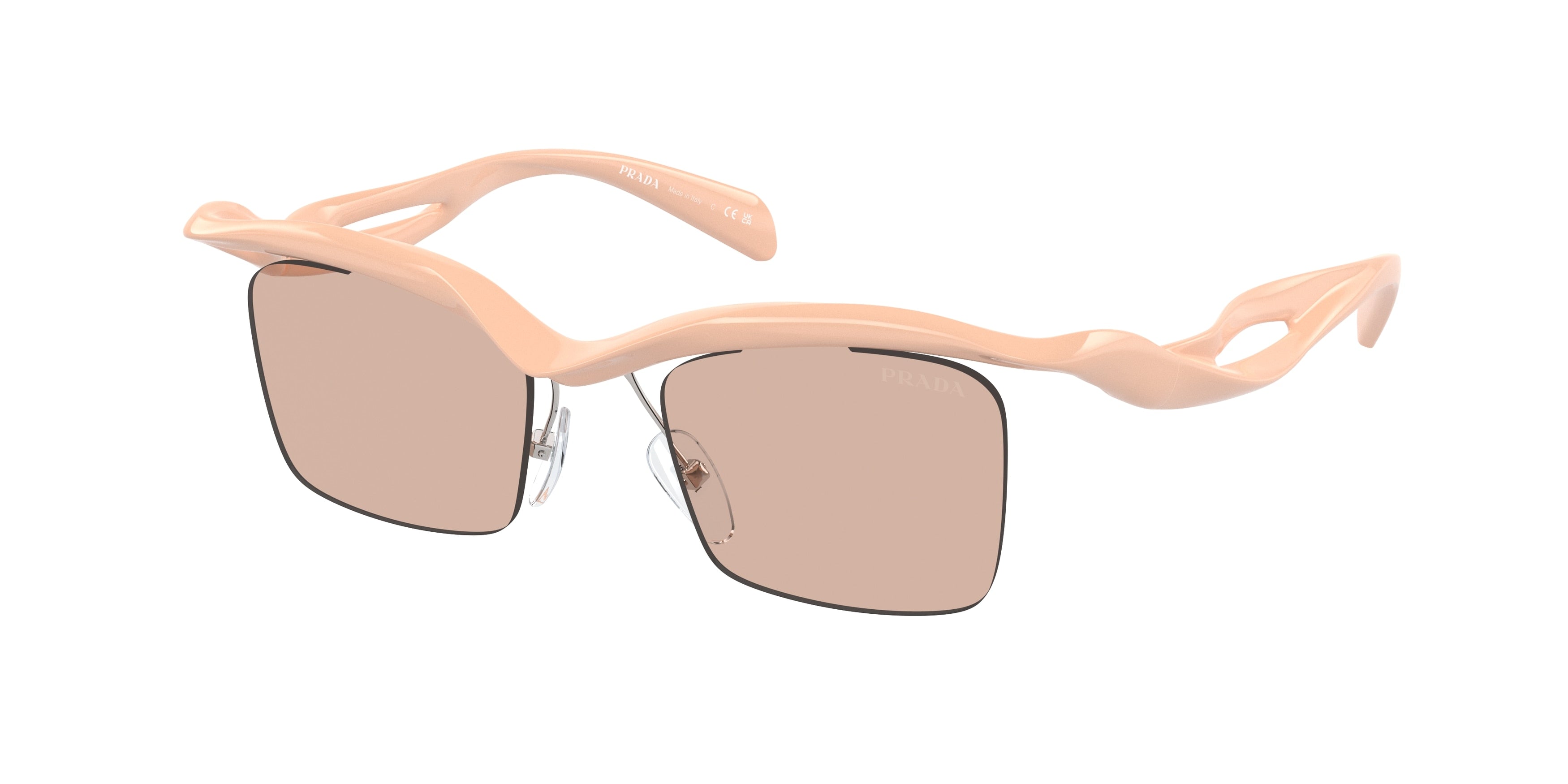 Prada PRA15S Rectangle Sunglasses  18Q4I2-Peach 47-135-20 - Color Map Pink