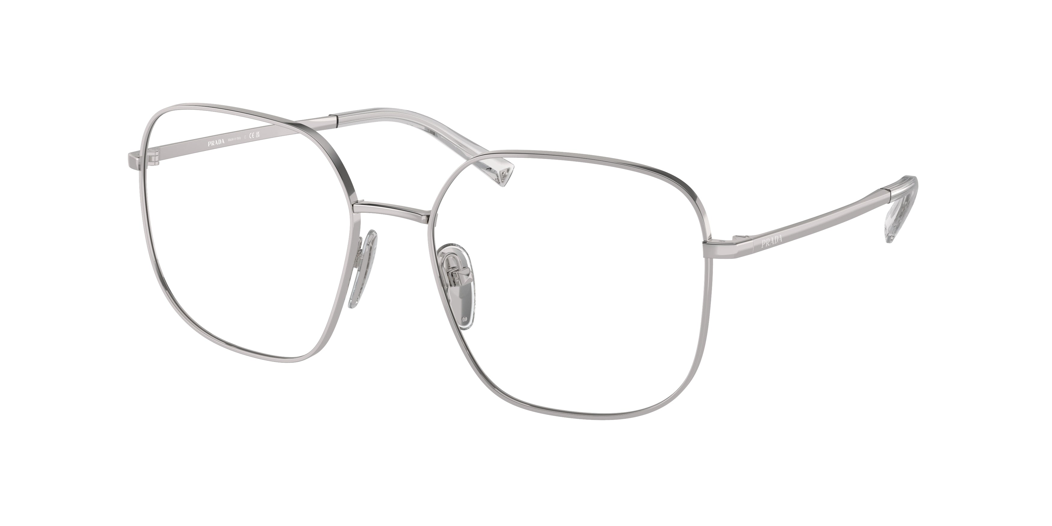 Prada PRA59V Square Eyeglasses  1BC1O1-Silver 55-135-17 - Color Map Silver