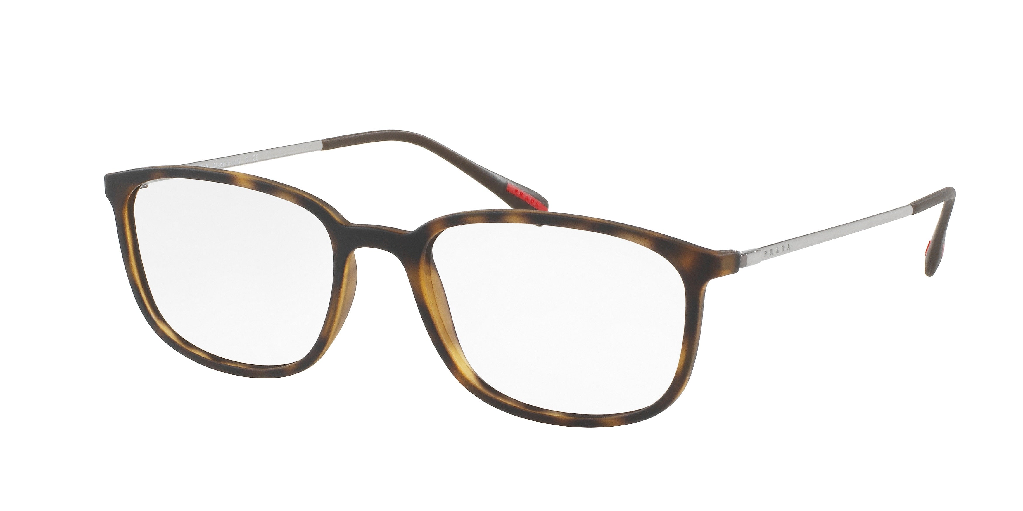 Prada Linea Rossa LIFESTYLE PS03HV Rectangle Eyeglasses  U611O1-Havana Rubber 55-140-18 - Color Map Tortoise