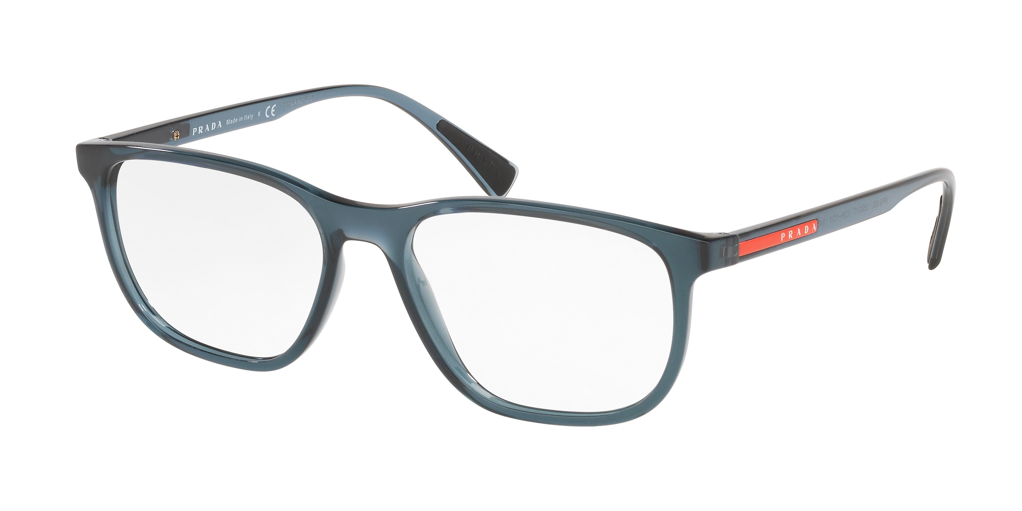 Prada Linea Rossa LIFESTYLE PS05LV Rectangle Eyeglasses  CZH1O1-Transparent Avio 55-145-17 - Color Map Blue