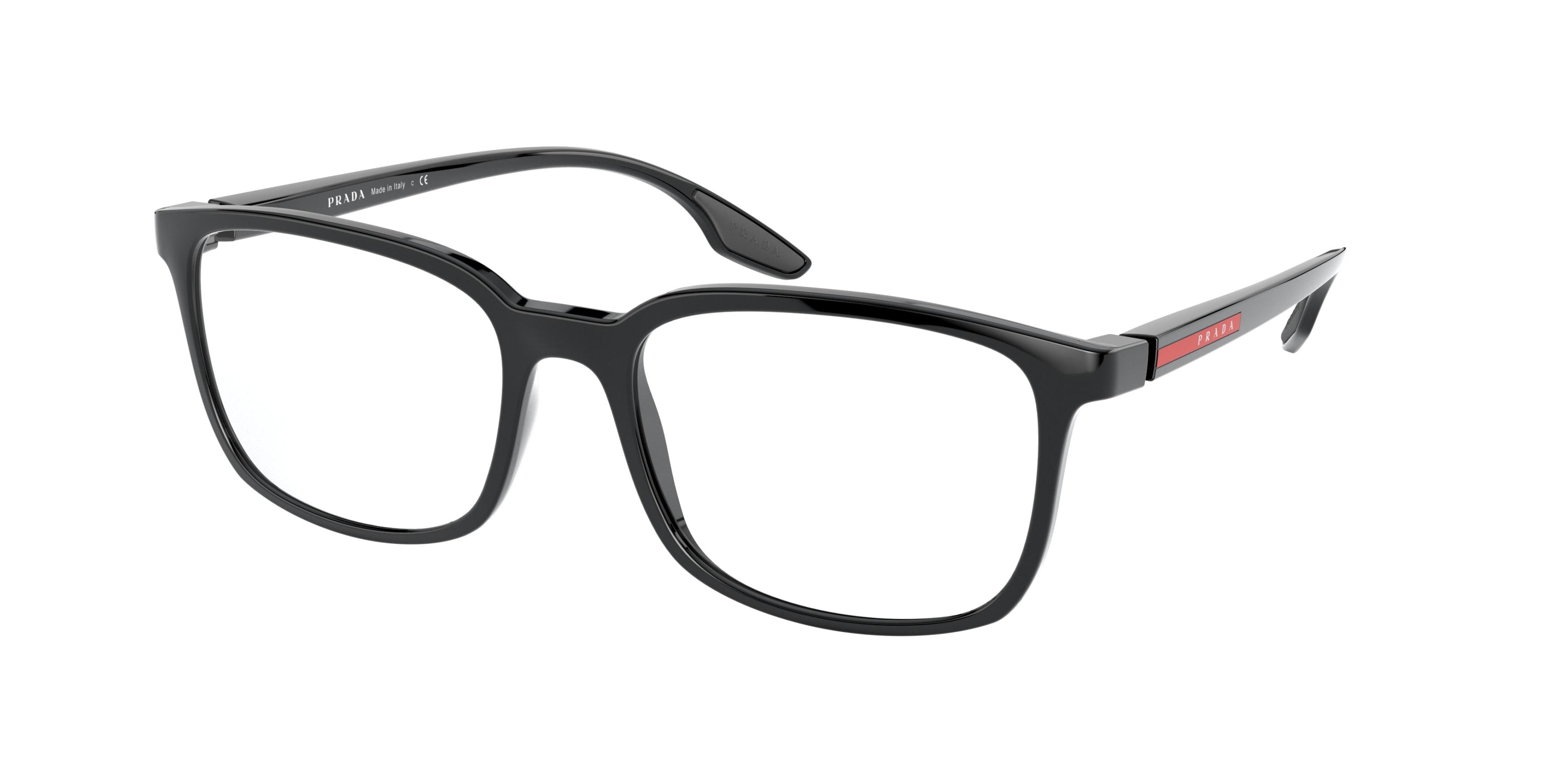 Prada Linea Rossa PS05MV Rectangle Eyeglasses  1AB1O1-Black 55-145-18 - Color Map Black