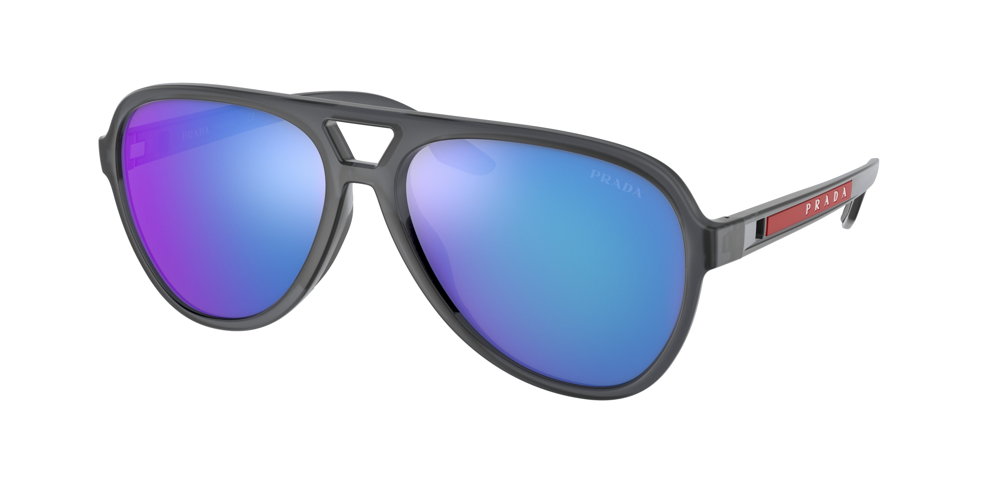 Prada Linea Rossa PS06WS Pilot Sunglasses  13C08R-Grey Transparent Rubber 59-140-16 - Color Map Grey