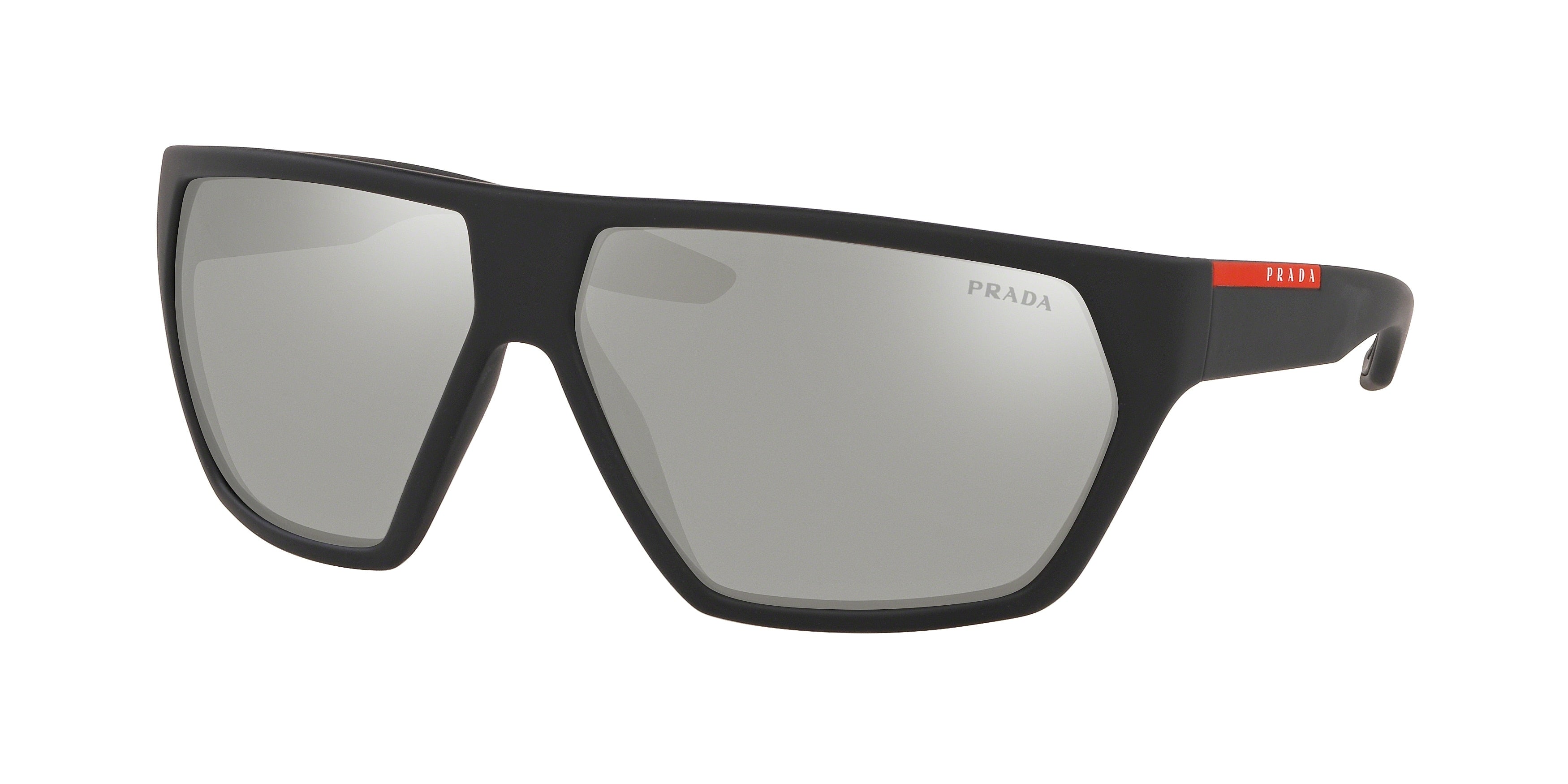 Prada Linea Rossa ACTIVE PS08US Irregular Sunglasses  DG02B0-Black Rubber 67-130-12 - Color Map Black