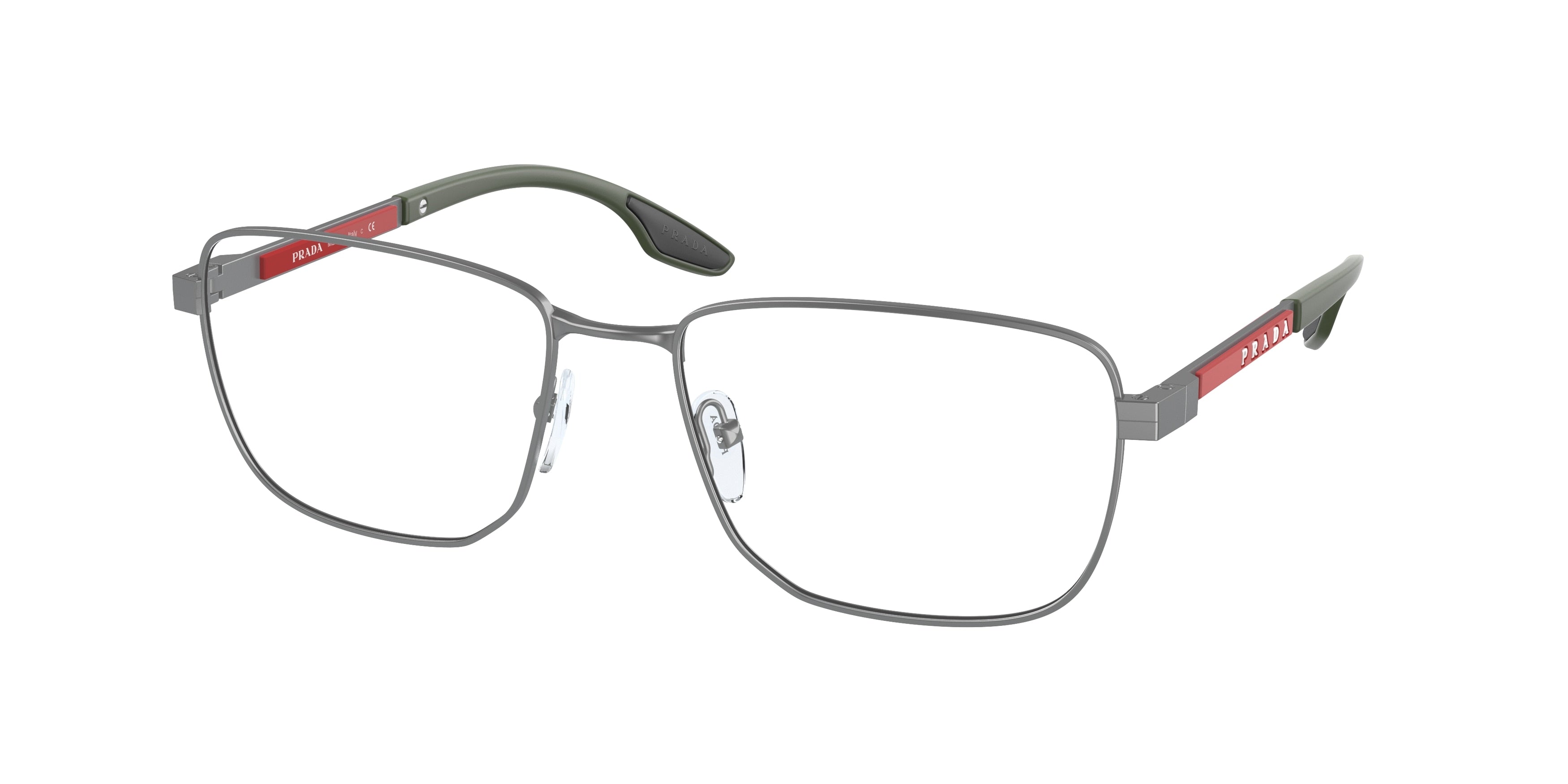 Prada Linea Rossa PS50OV Pillow Eyeglasses  7CQ1O1-Matte Gunmetal 55-140-18 - Color Map Grey