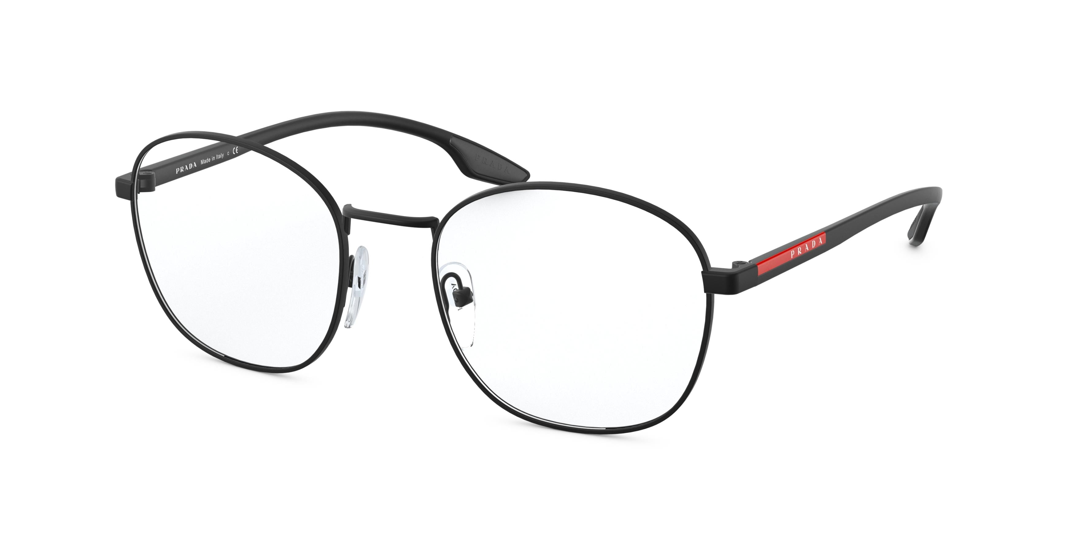 Prada Linea Rossa PS51NV Round Eyeglasses  1BO1O1-Matte Black 53-145-20 - Color Map Black