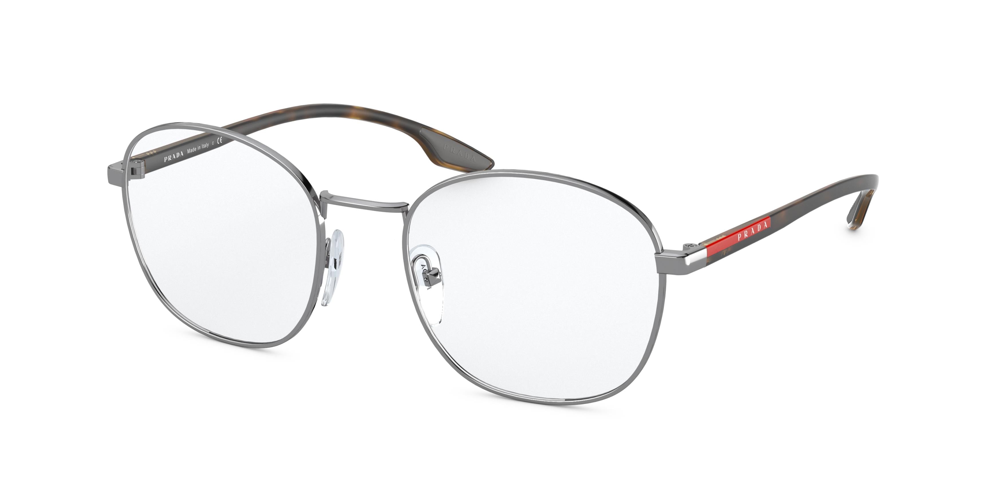 Prada Linea Rossa PS51NV Round Eyeglasses  5AV1O1-Gunmetal 53-145-20 - Color Map Grey