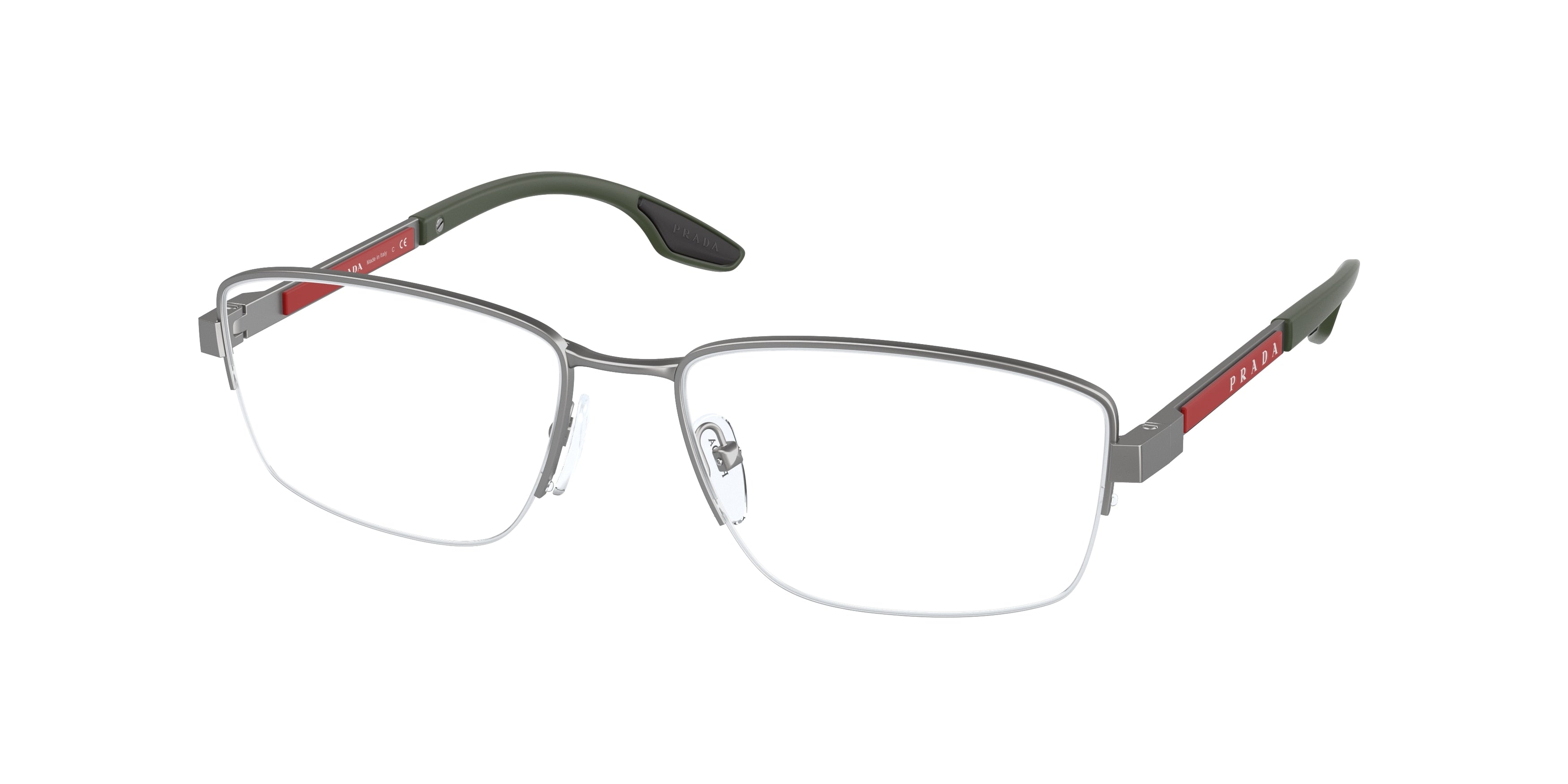 Prada Linea Rossa PS51OV Pillow Eyeglasses  7CQ1O1-Matte Gunmetal 56-140-17 - Color Map Grey