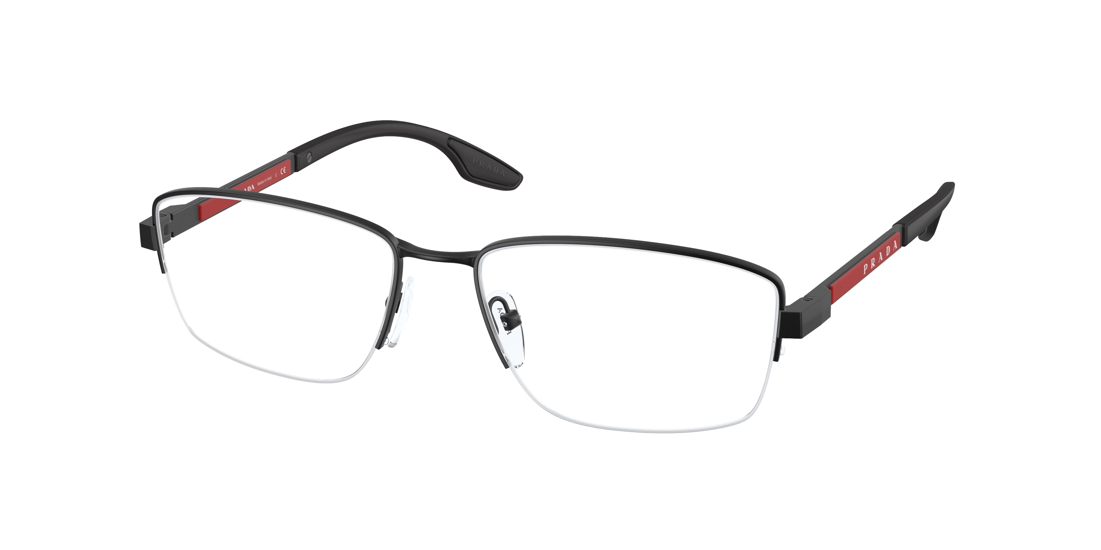 Prada Linea Rossa PS51OV Pillow Eyeglasses  DG01O1-Black Rubber 56-140-17 - Color Map Black