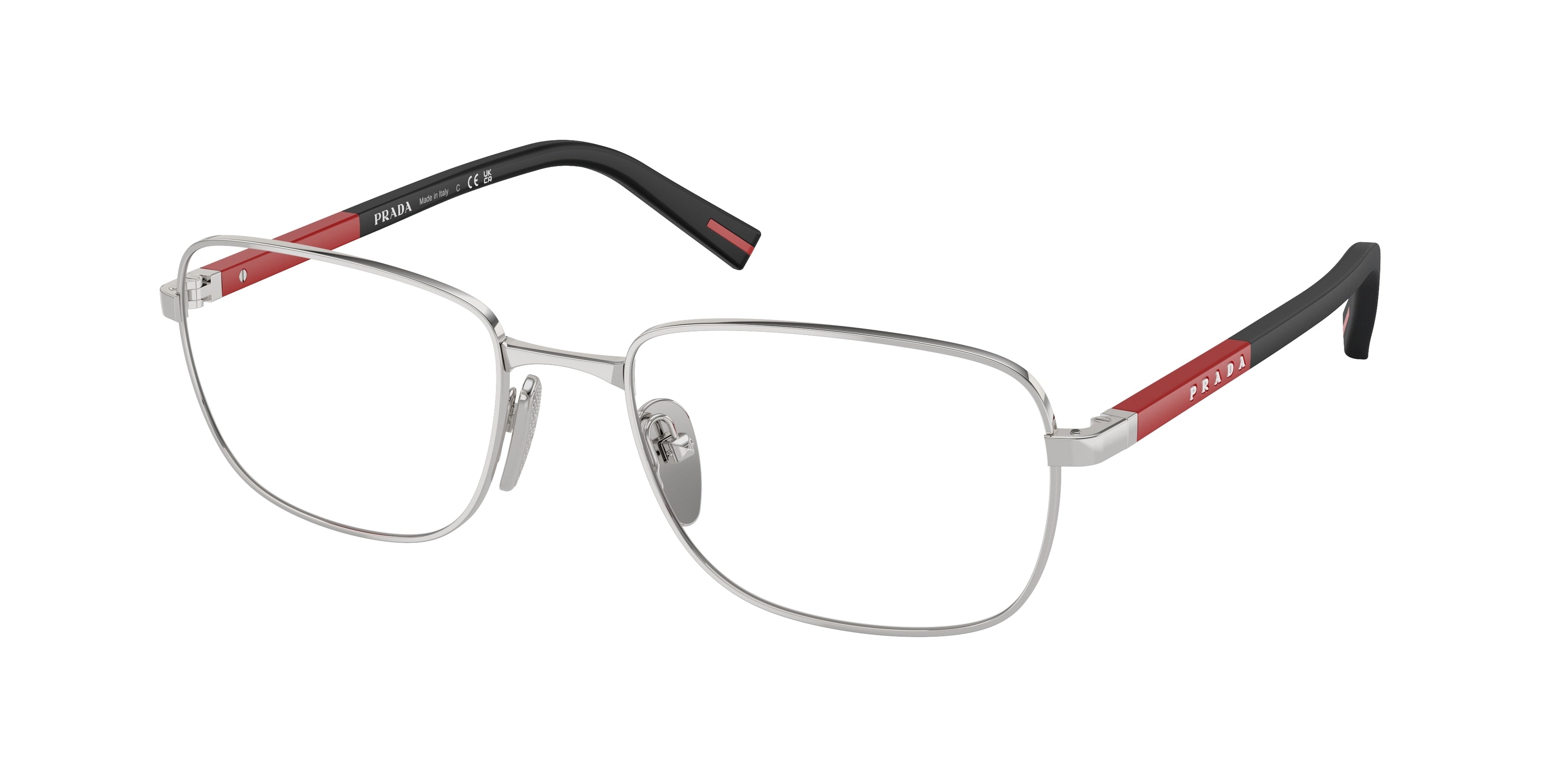 Prada Linea Rossa PS52QV Pillow Eyeglasses  1BC1O1-Silver 56-145-19 - Color Map Silver