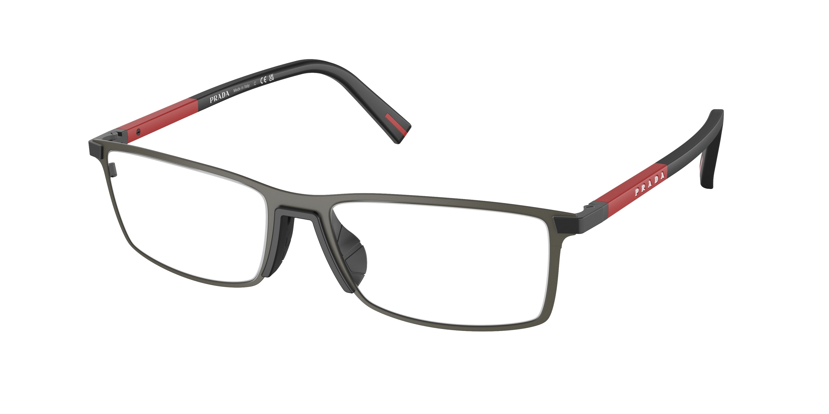 Prada Linea Rossa PS53QV Rectangle Eyeglasses  06P1O1- 55-145-17 - Color Map Demo Lens