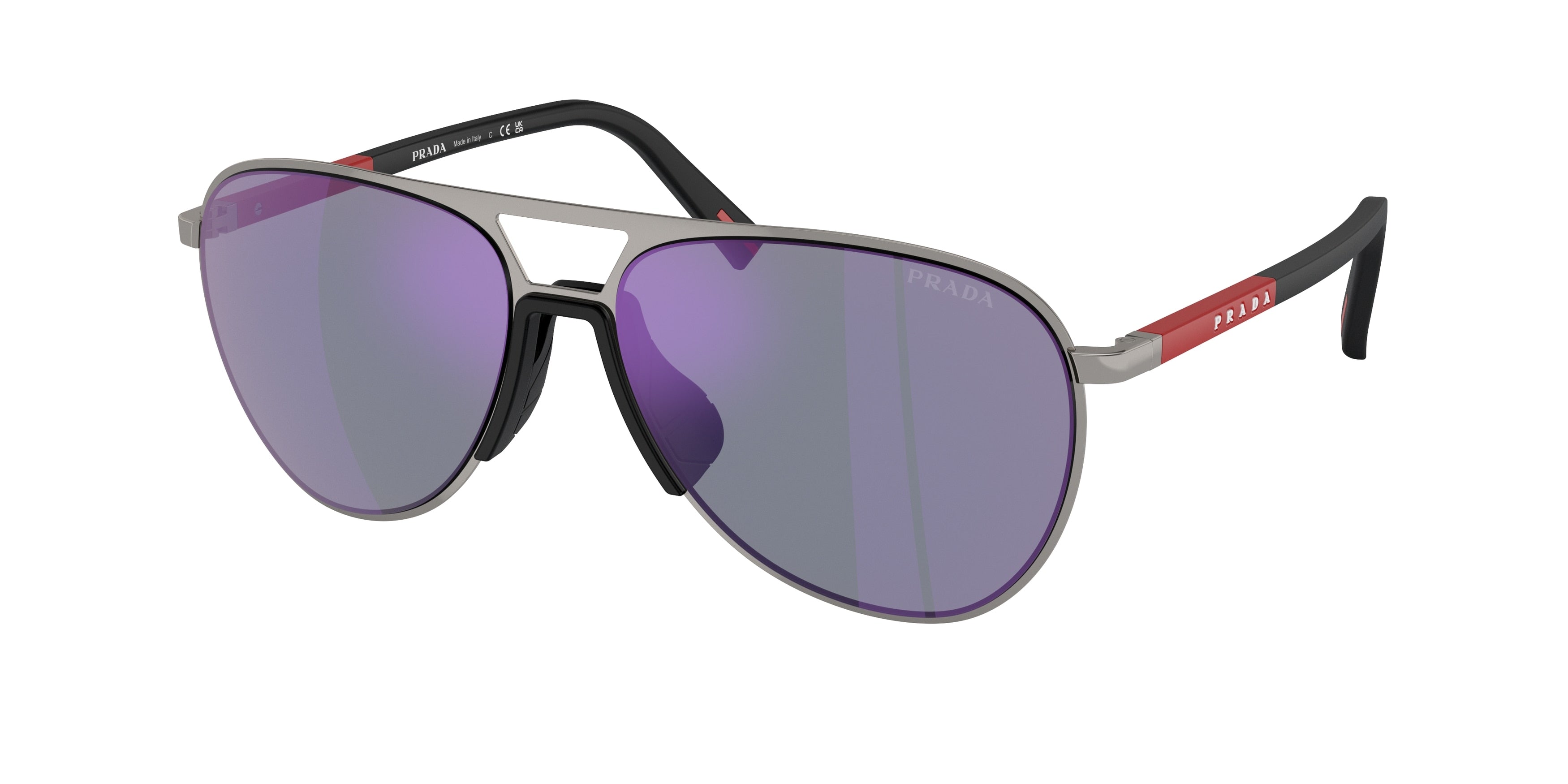 Prada Linea Rossa PS53ZS Pilot Sunglasses  5AV10J-Gunmetal 59-145-15 - Color Map Grey