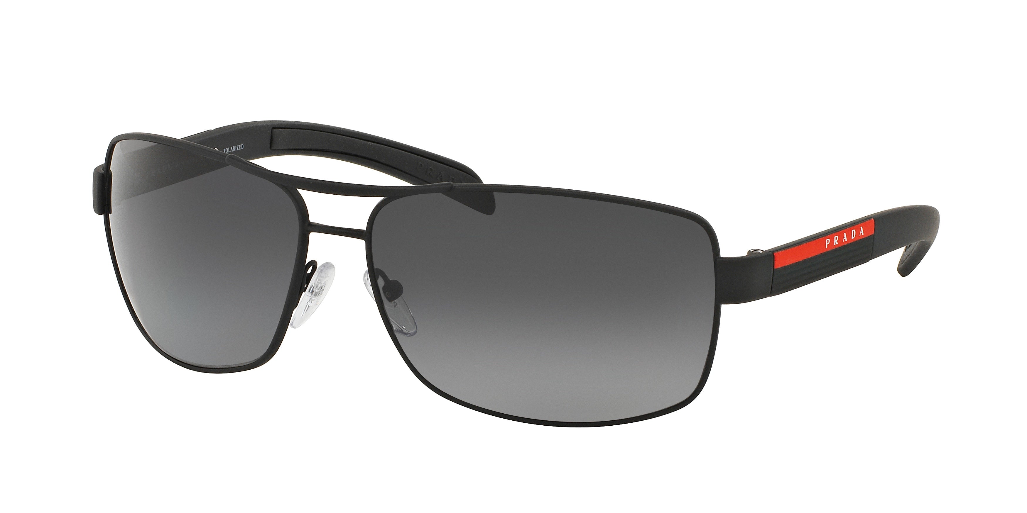 Prada Linea Rossa PS54IS Rectangle Sunglasses  DG05W1-Black Rubber 65-125-14 - Color Map Black