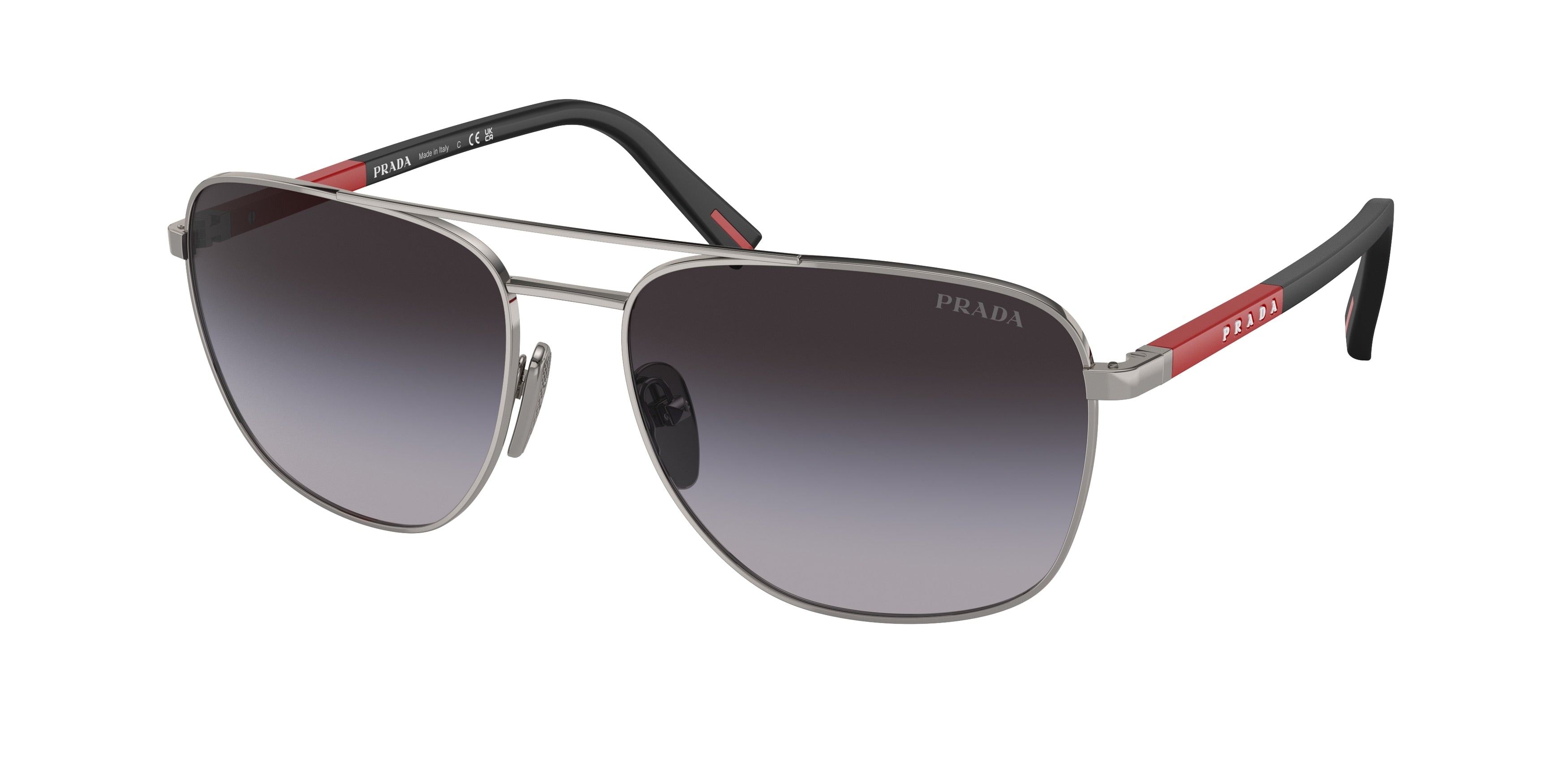 Prada Linea Rossa PS54ZS Oval Sunglasses  5AV09U-Gunmetal 60-145-17 - Color Map Grey