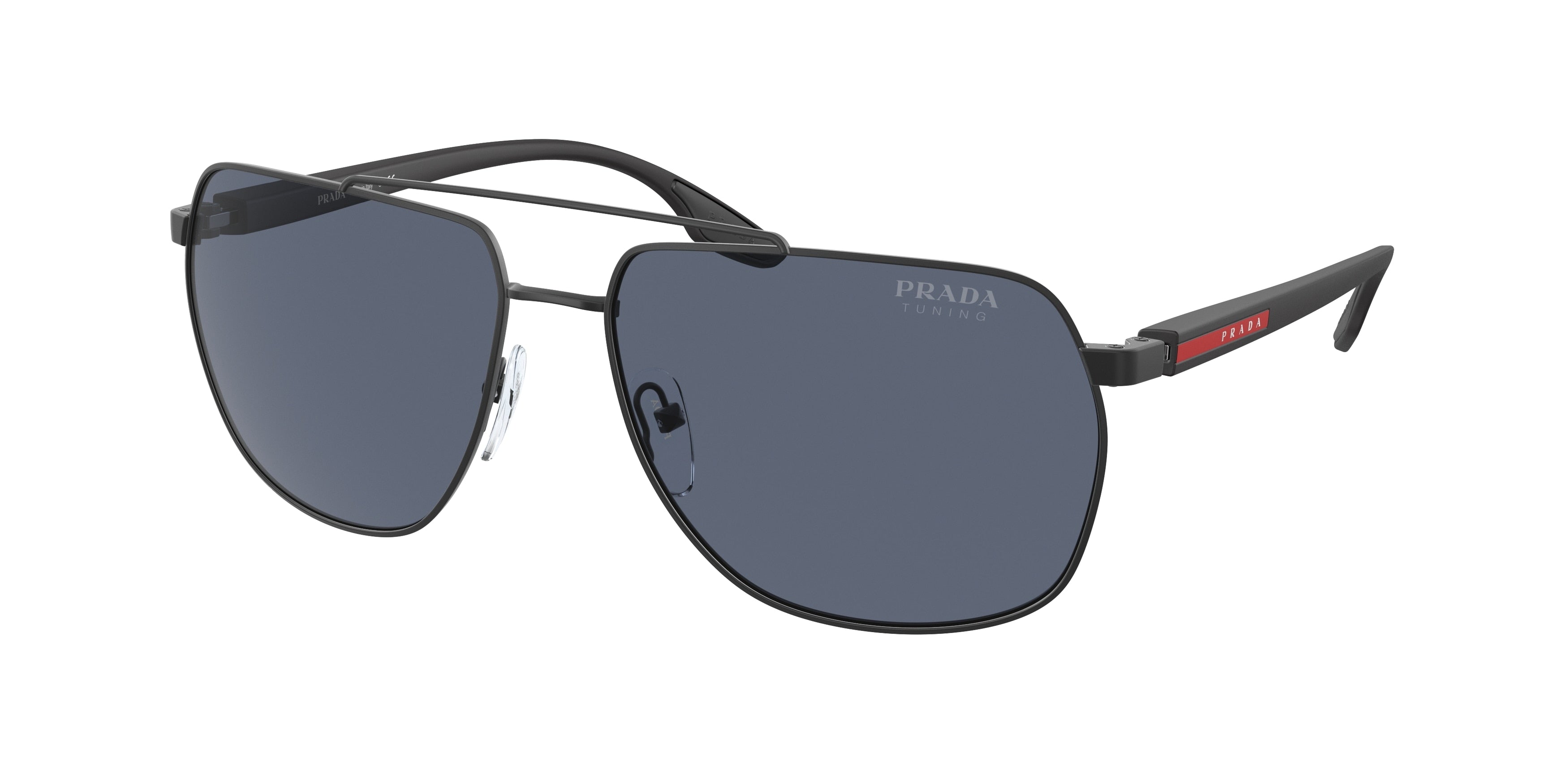 Prada Linea Rossa PS55VS Irregular Sunglasses  DG009R-Black Rubber 62-145-16 - Color Map Black