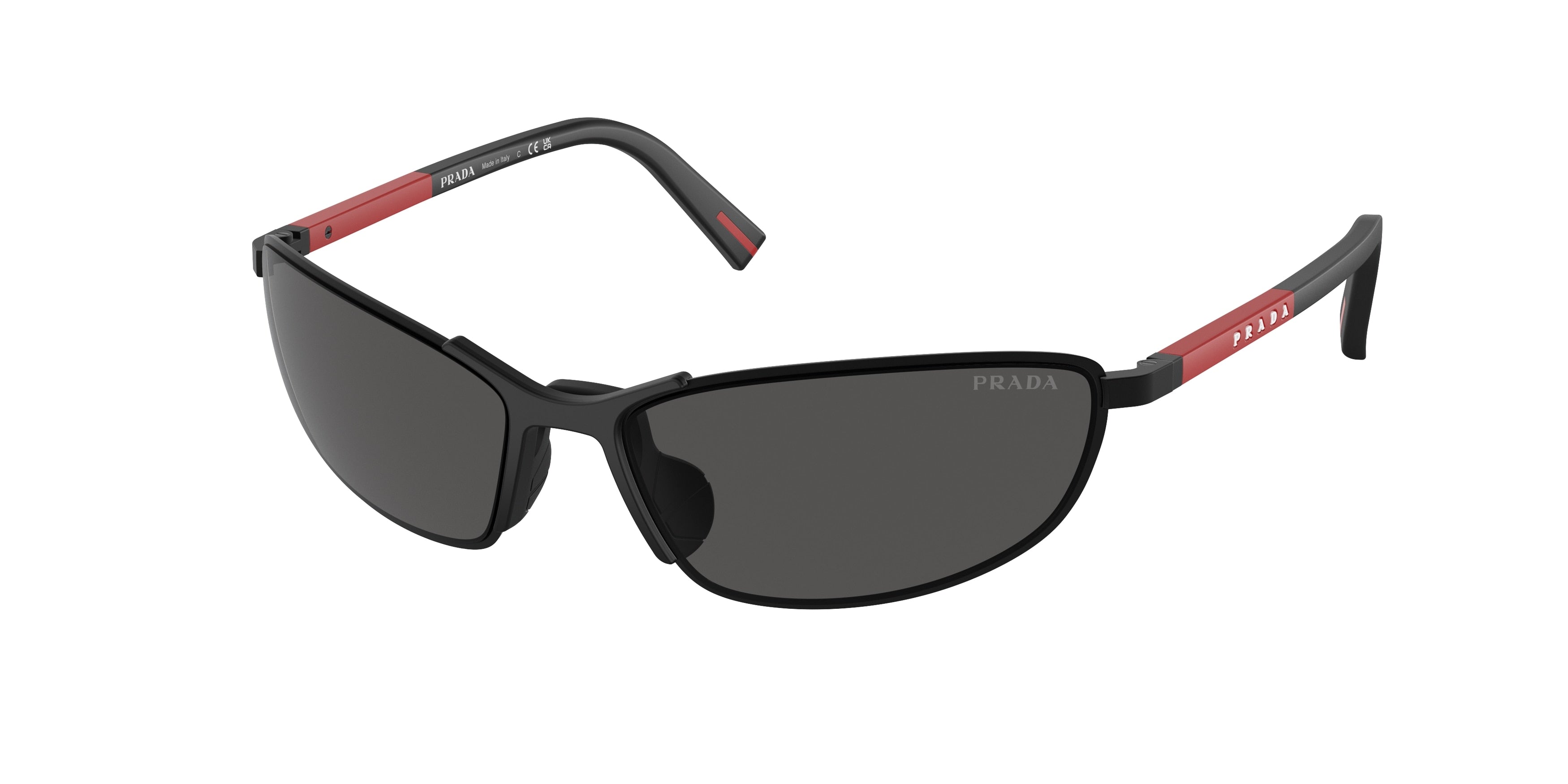 Prada Linea Rossa PS55ZS Irregular Sunglasses  1BO06F-Matte Black 60-130-17 - Color Map Black